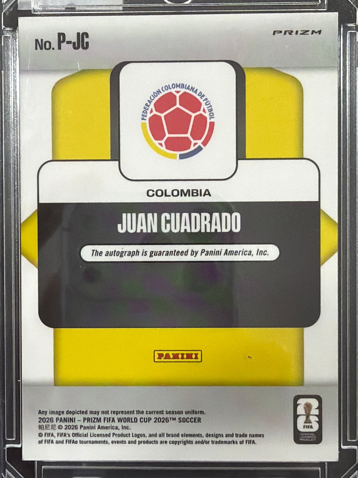 2026 Panini Prizm FIFA World Cup 2026 Soccer Juan Cuadrado #P-JC Silver