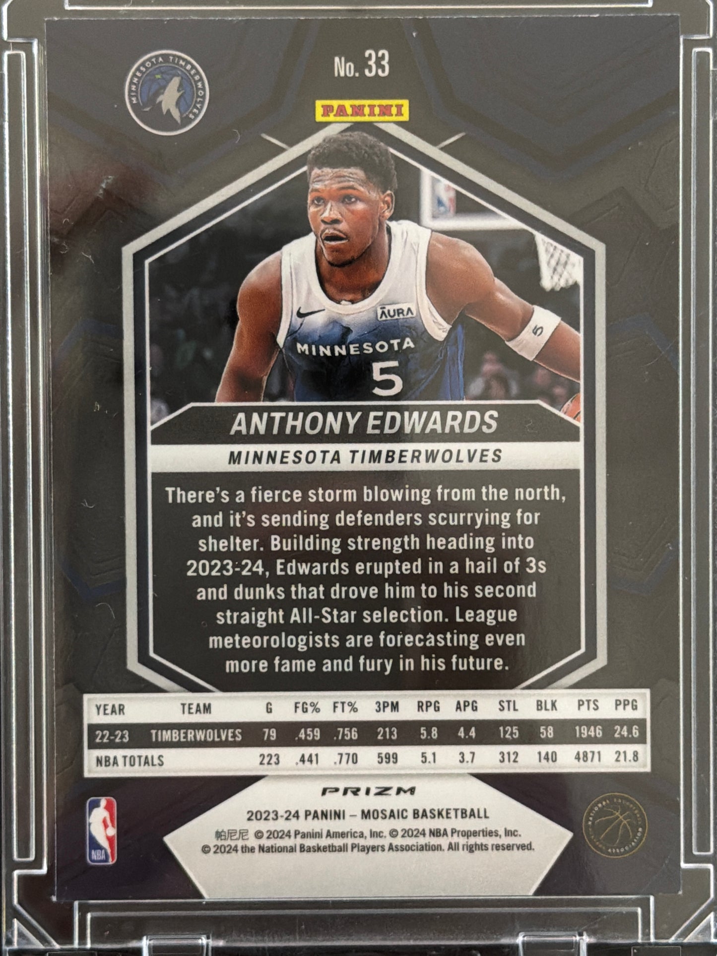 2024 Panini Mosaic Prizm Anthony Edwards #33 Storm