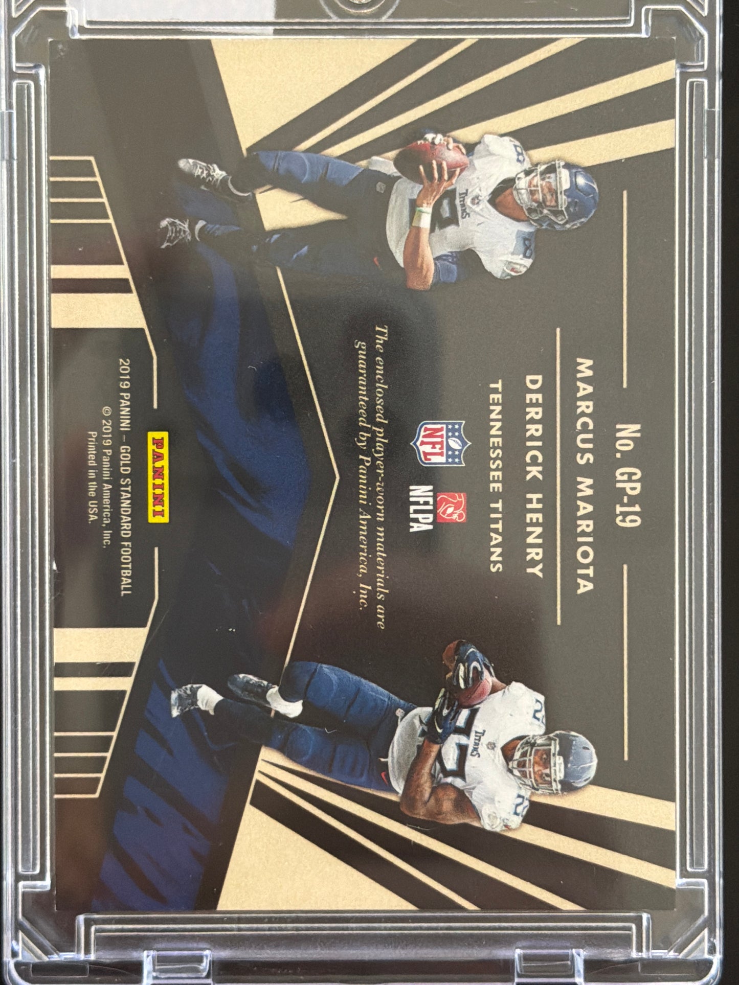 2019 Panini Marcus Mariota Henry #GP-19 /49 Dual Memorabilia Jersey Patch