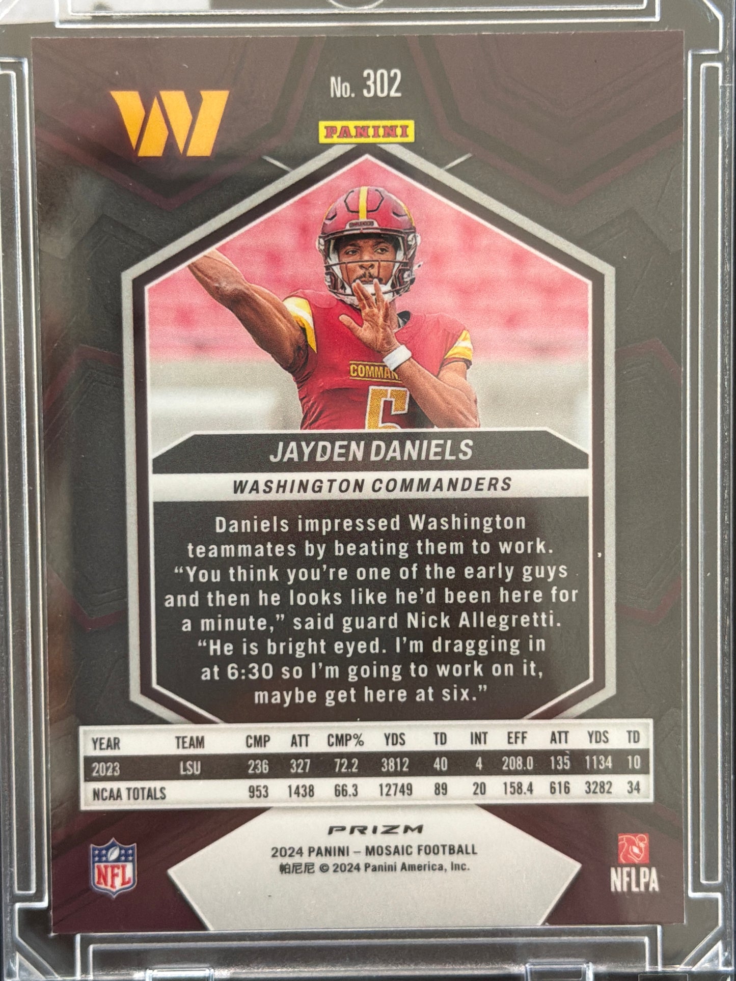 2024 Panini Mosaic Football Jayden Daniels #302 Pink Camo RC