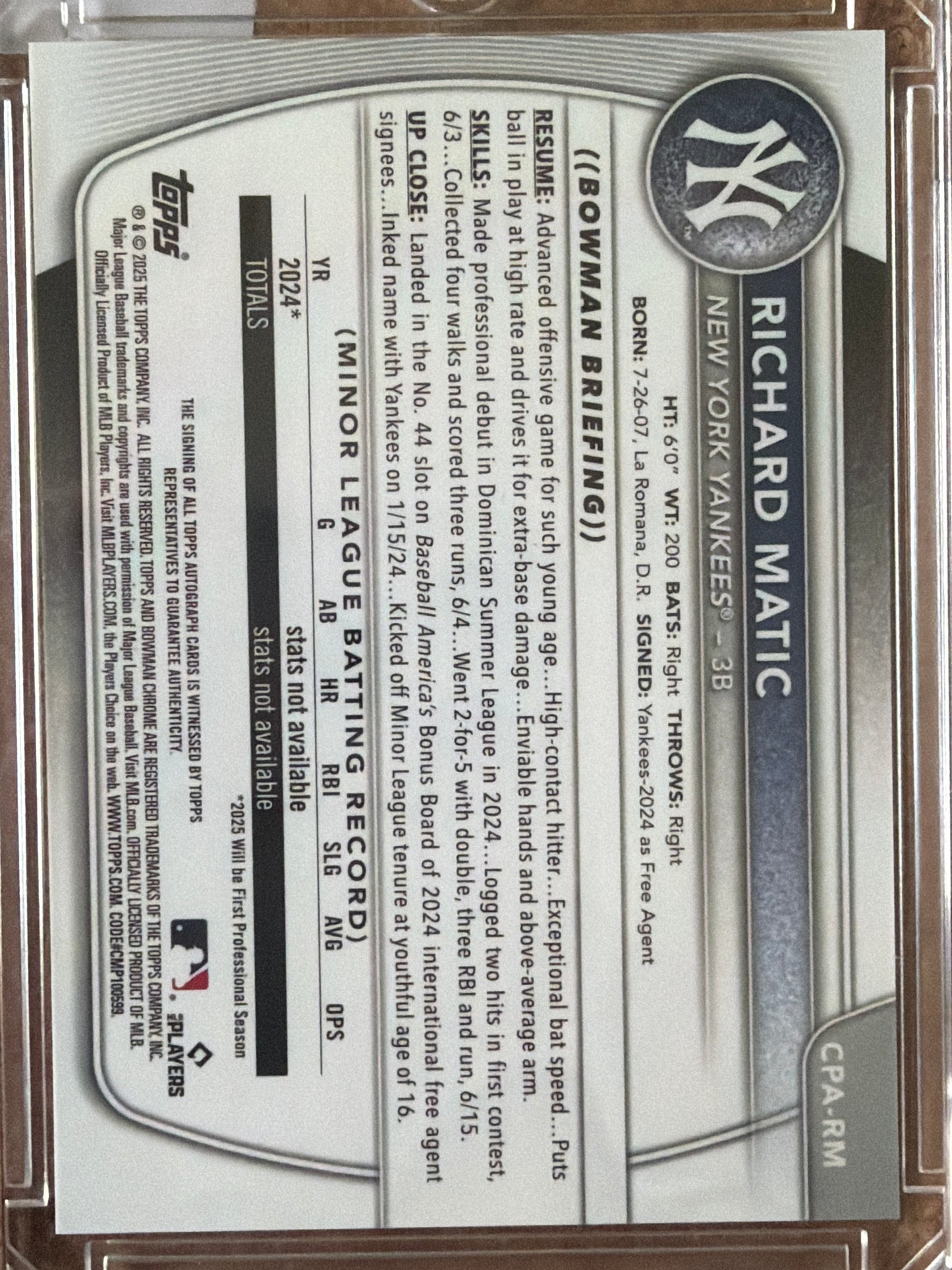 2025 Topps Bowman Chrome Richard Matic #CPA-RM