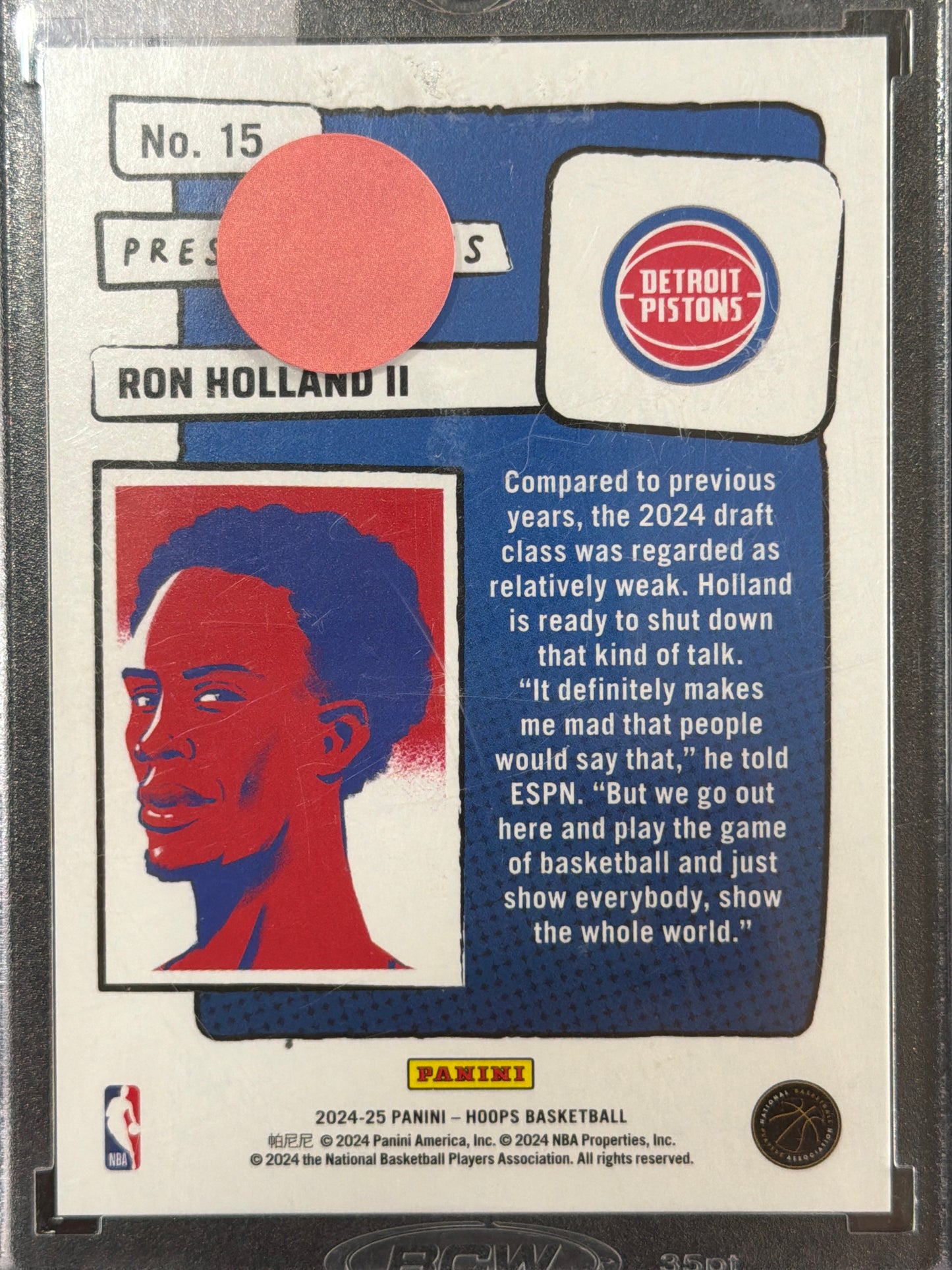 2024 Panini NBA Hoops Presentations Ron Holland II #15 RC