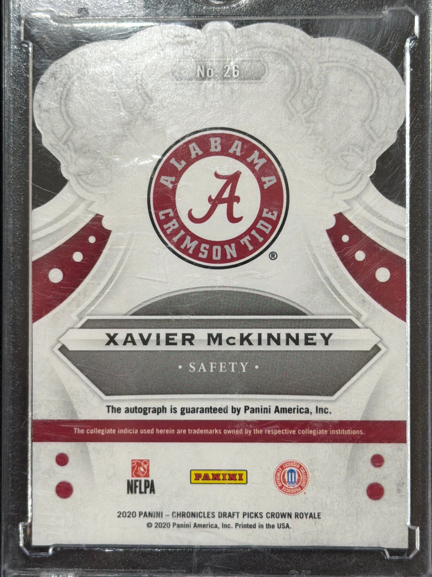 2020 Panini Chronicles Draft Picks Crown Royale Xavier McKinney #26 /99 RC