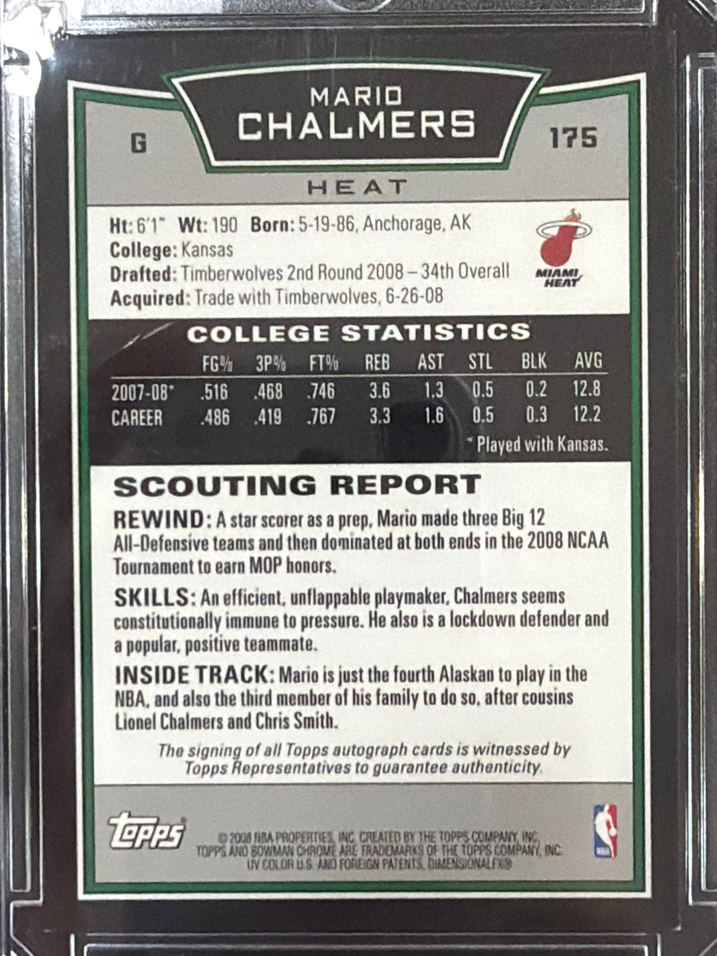 2008 Bowman Chrome Mario Chalmers #175