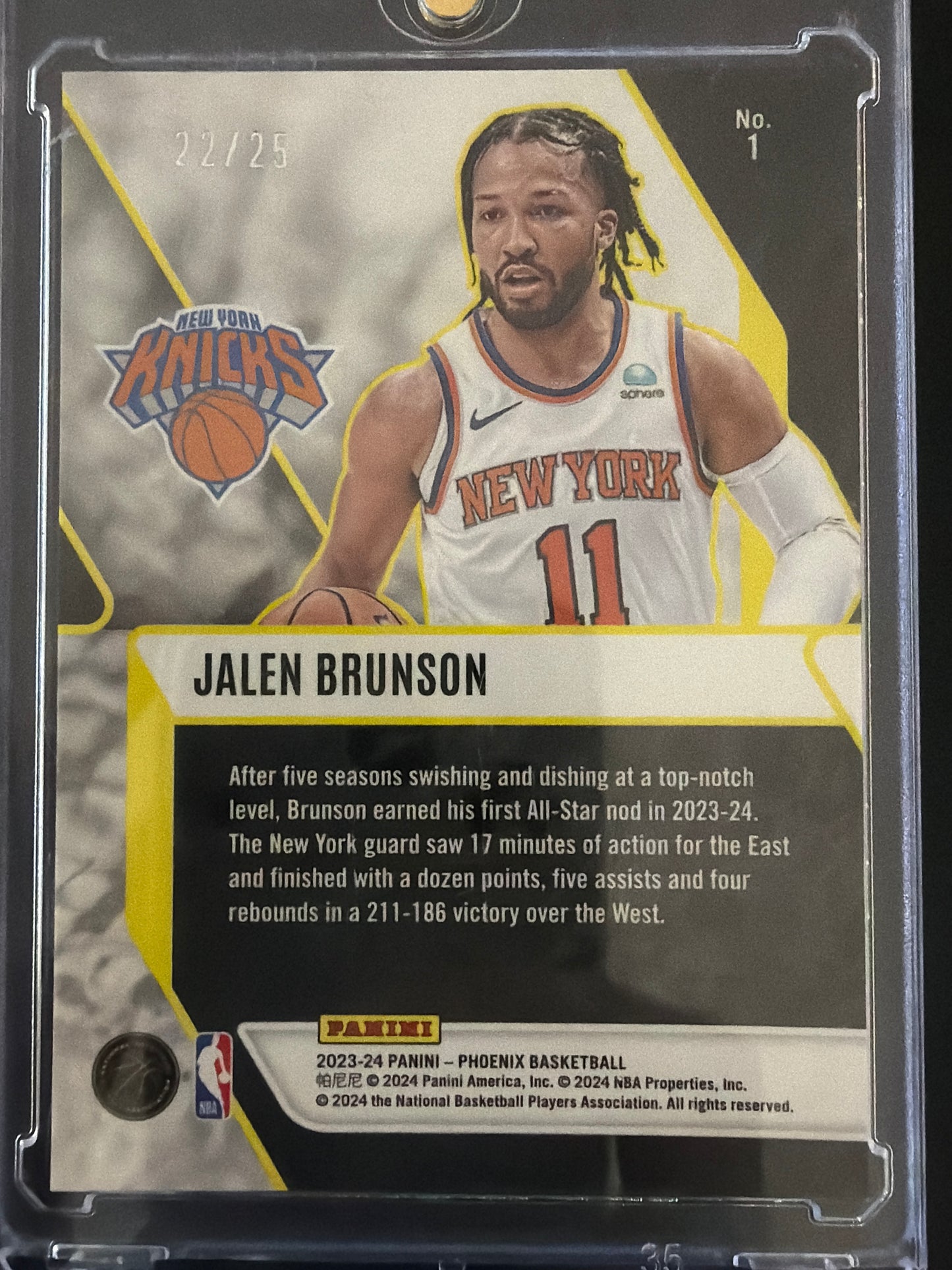 2024 Panini Phoenix Fade to Black Jalen Brunson #1 Purple /25