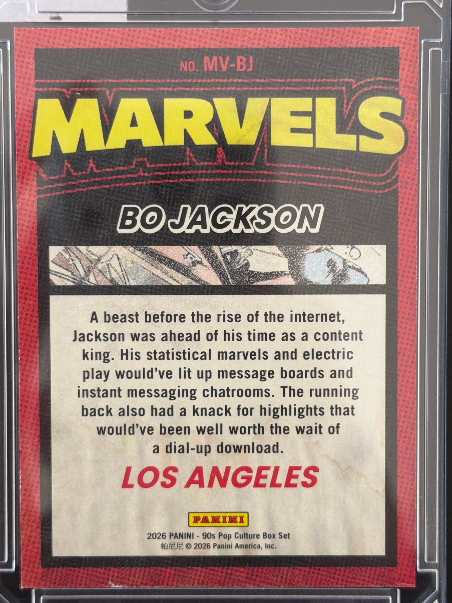 2026 Panini 90s Pop Culture Box Set Marvels Bo Jackson #MV-BJ