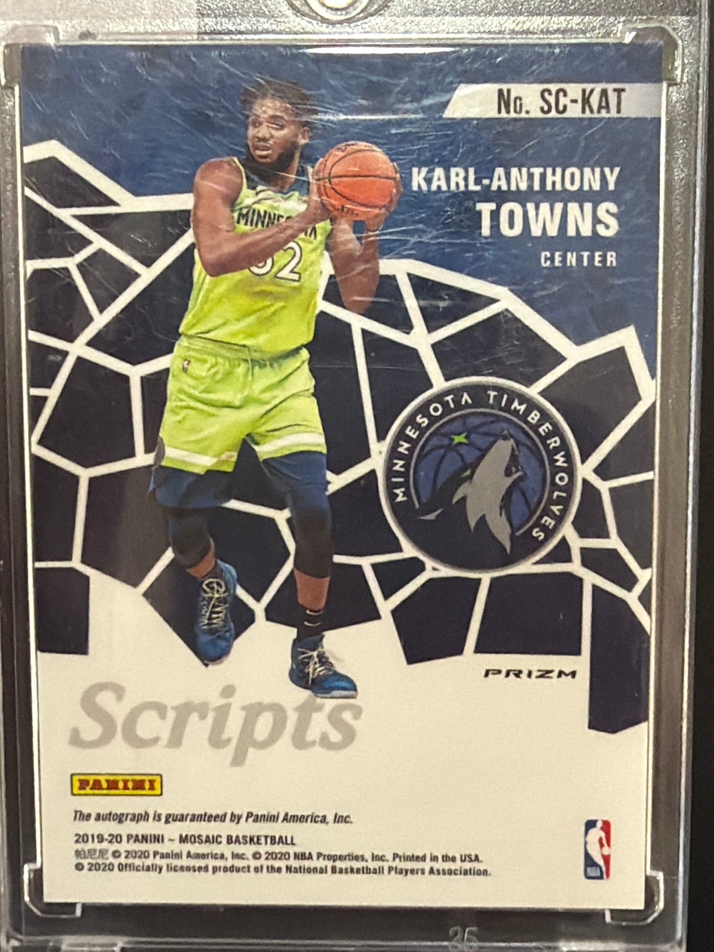 2019 Panini Mosaic Prizm Scripts Karl-Anthony Towns #SC-KAT Red
