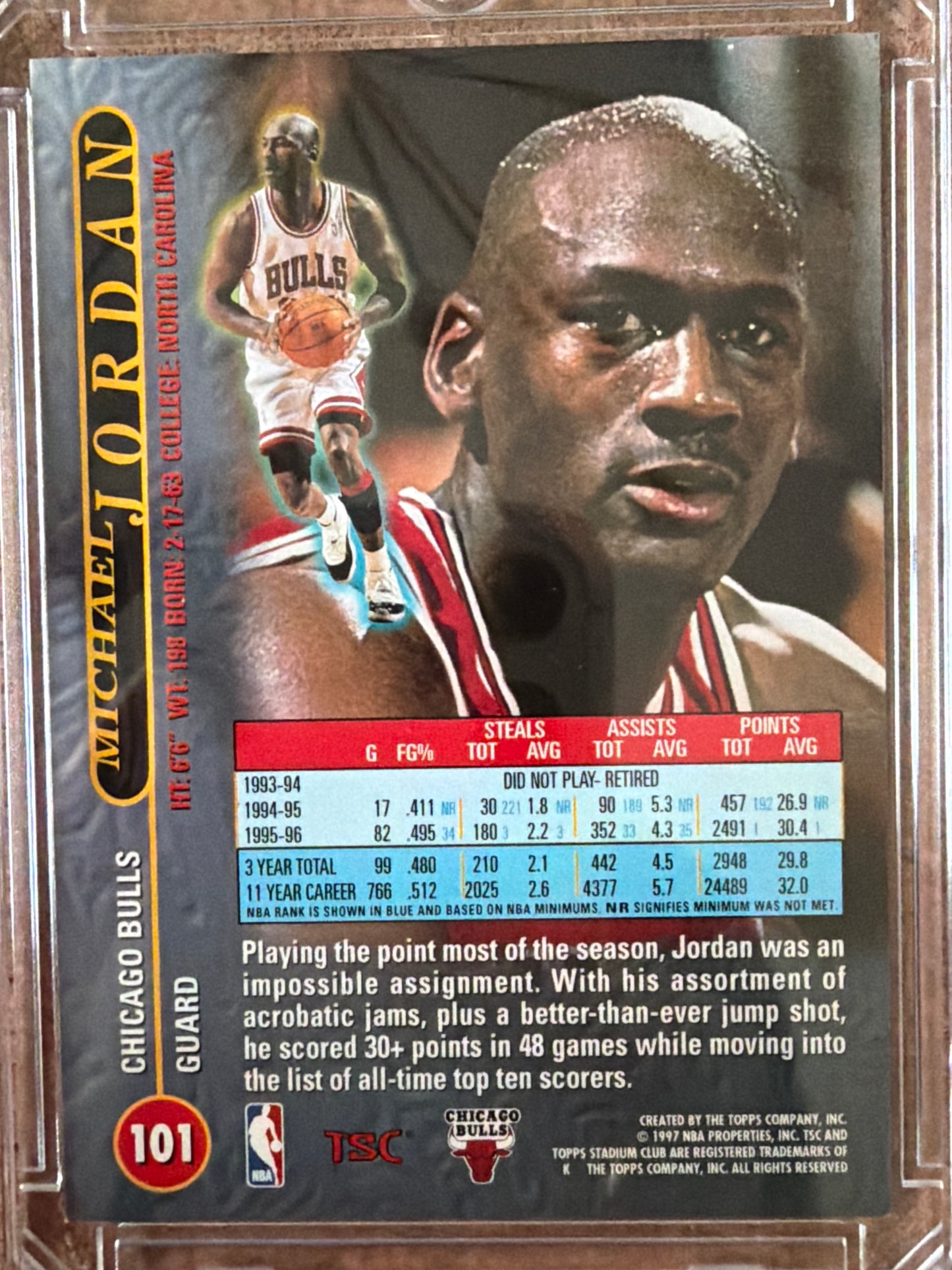 1995 Topps Stadium Club Michael Jordan #101
