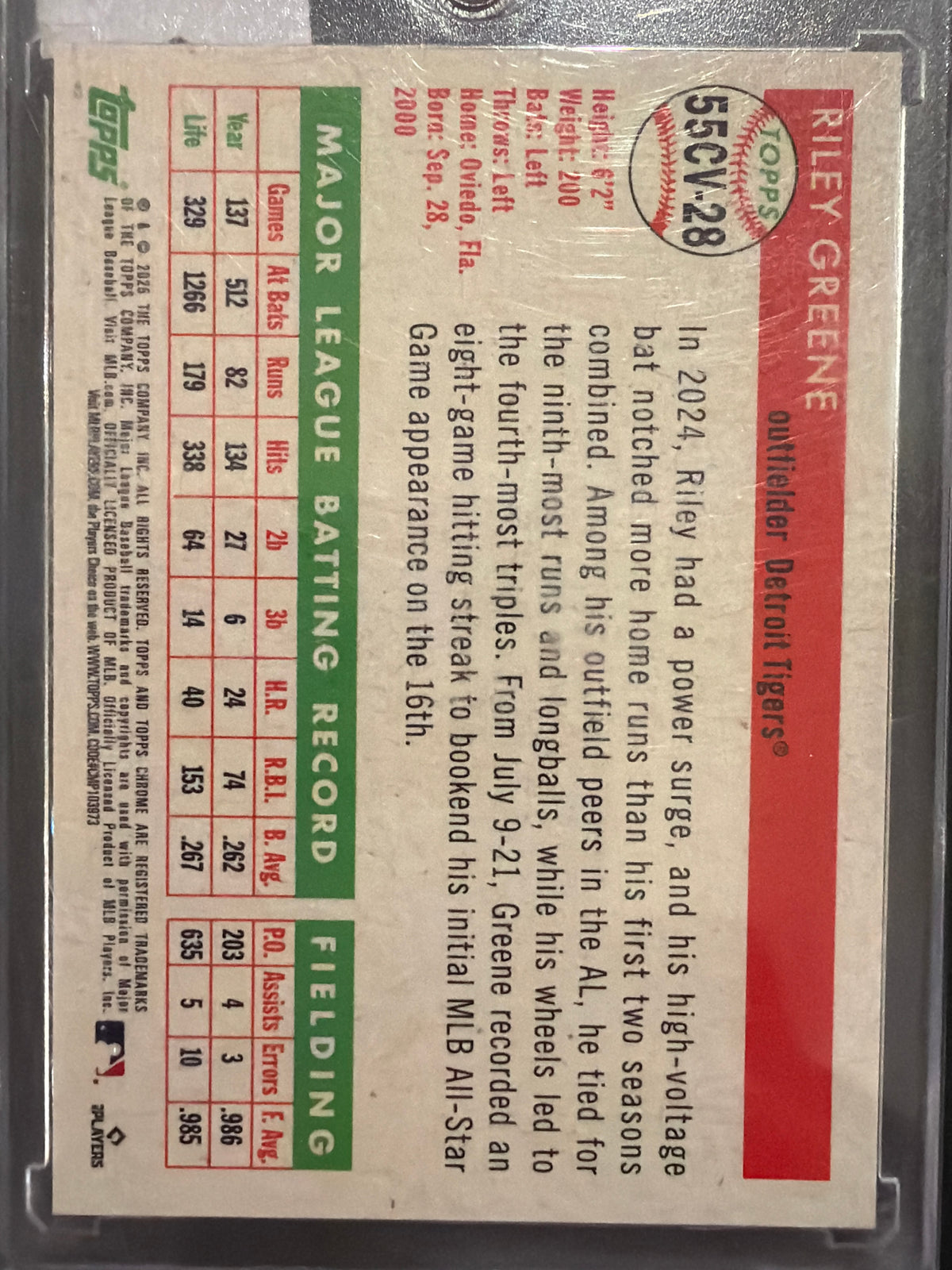 2025 Topps Chrome Riley Greene #55CV-28