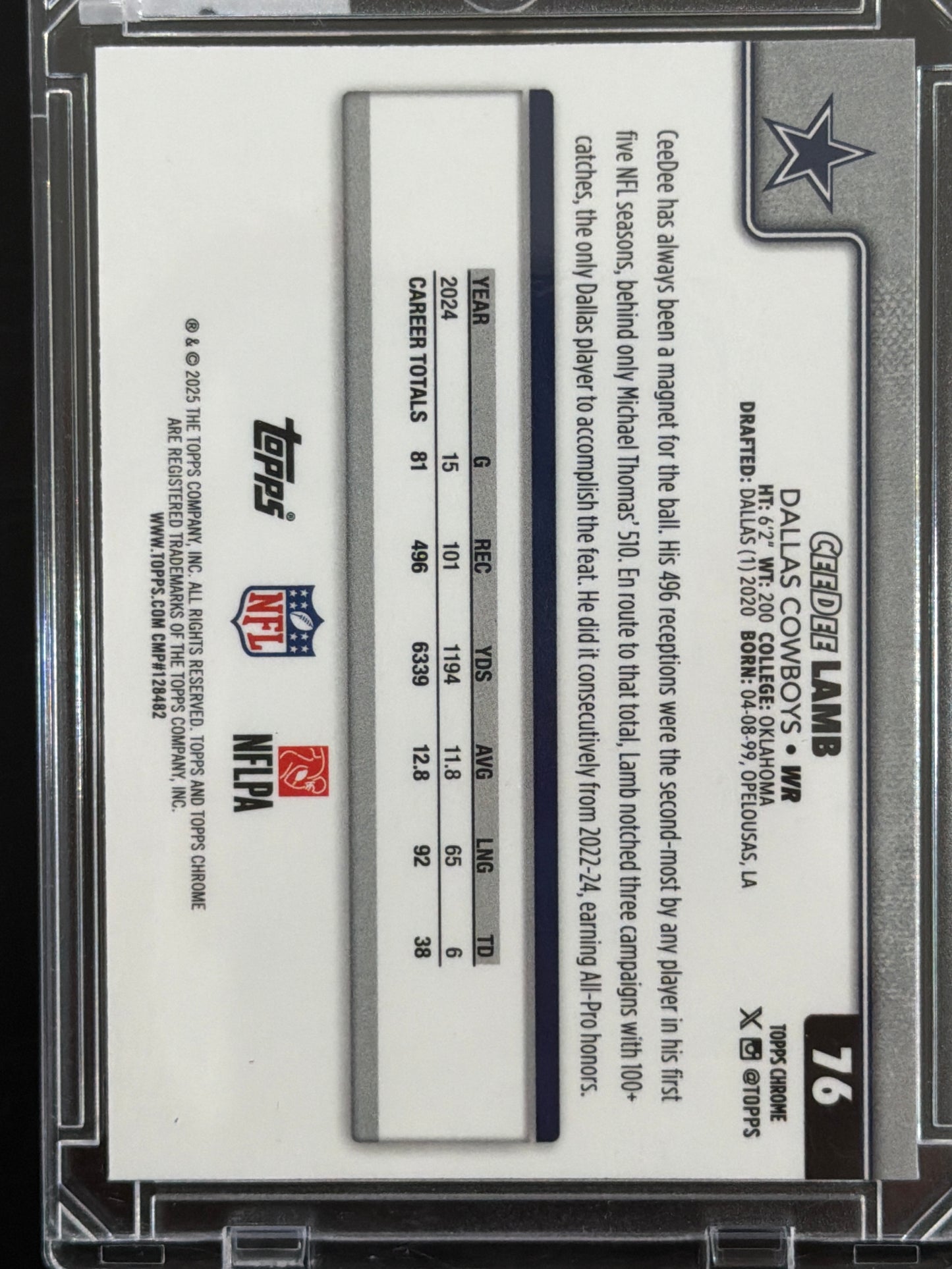 2025 CeeDee Lamb #76 Refractor light board