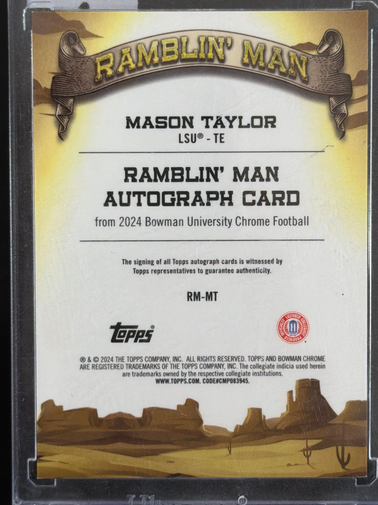 2024 Bowman Chrome Football Ramblin' Man Mason Taylor #RM-MT Refractor /99