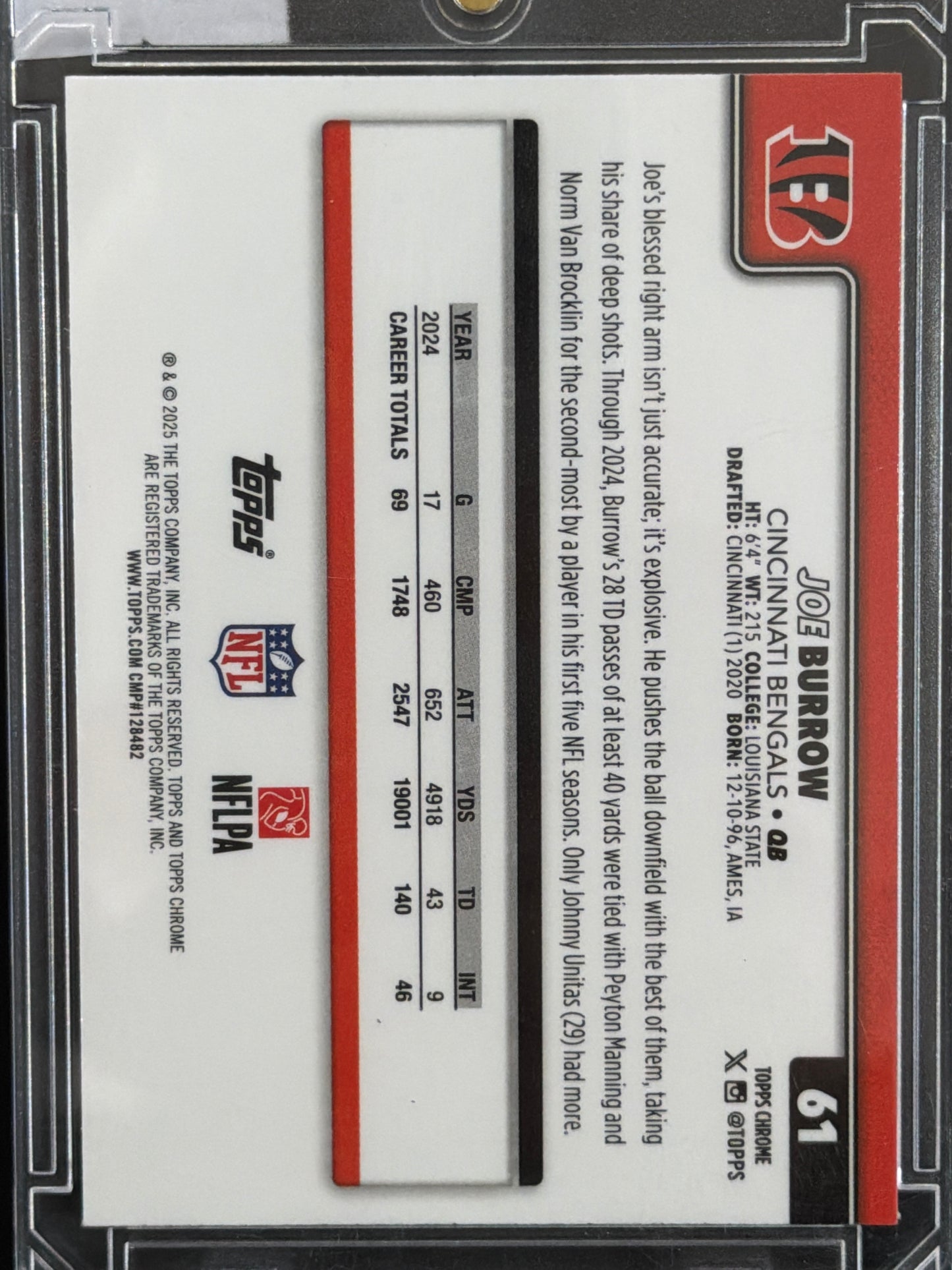 2025 Topps Chrome Joe Burrow #61 Lightboard Refractor