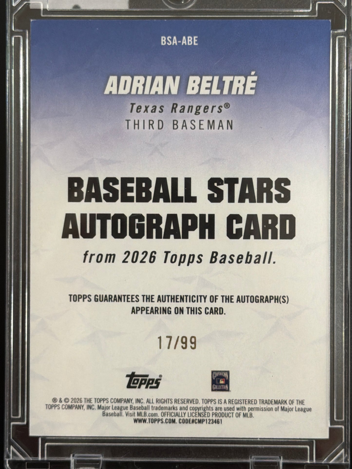 2026 Topps Baseball Stars Autographs Adrian Beltré #BSA-ABE Green /99
