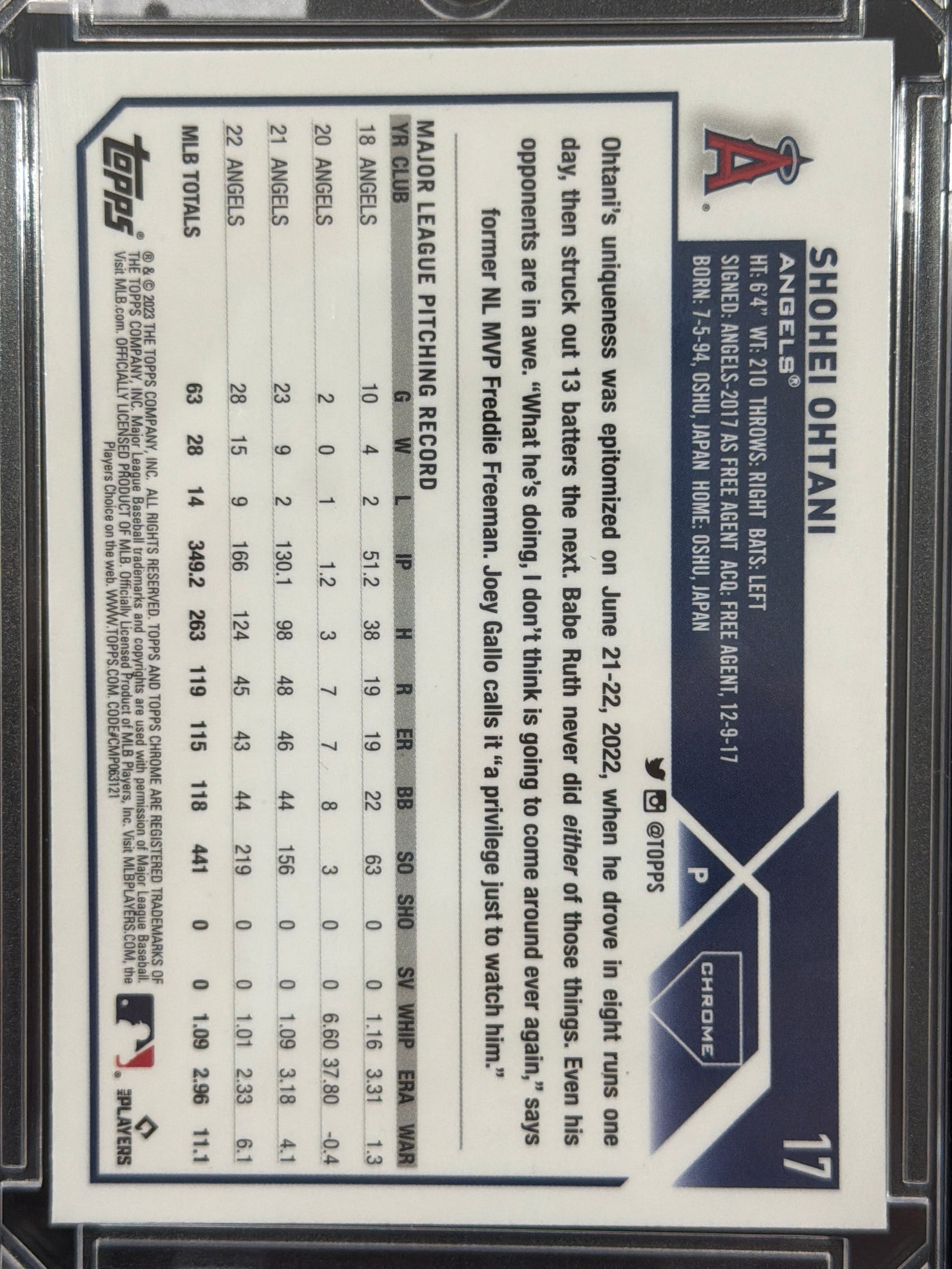 2023 Topps Chrome Shohei Ohtani #17 X-Fractor