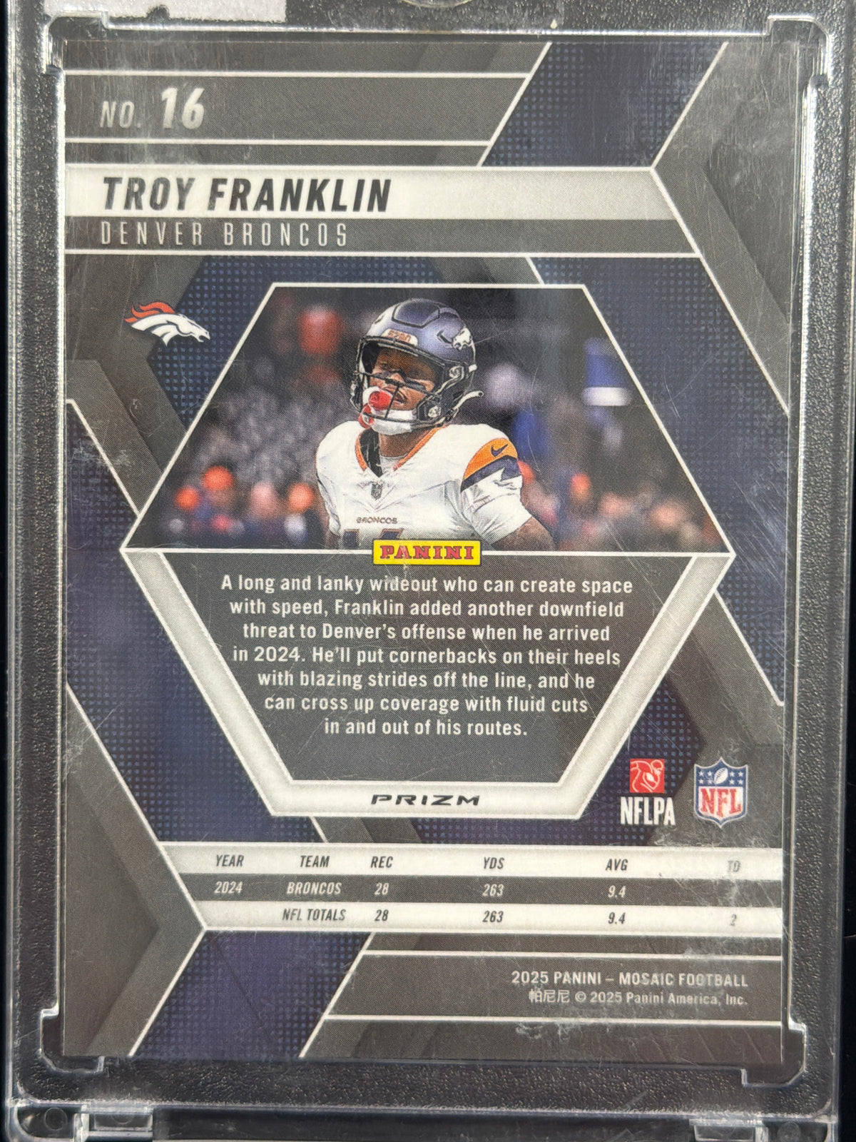 2025 Panini Mosaic Football Troy Franklin #16 Orange Honeycomb