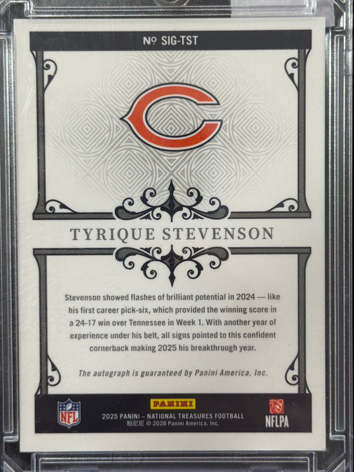 2025 Panini National Treasures Football Tyrique Stevenson #SIG-TST /99