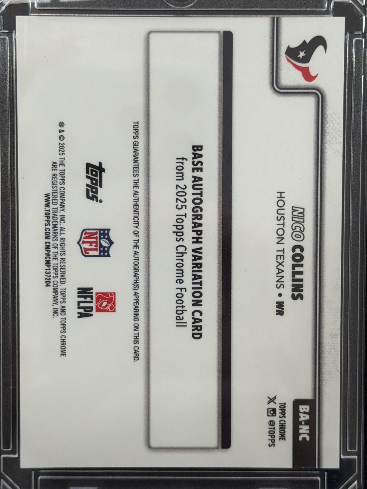 2025 Topps Chrome Football Nico Collins #BA-NC Pink Refractor /250