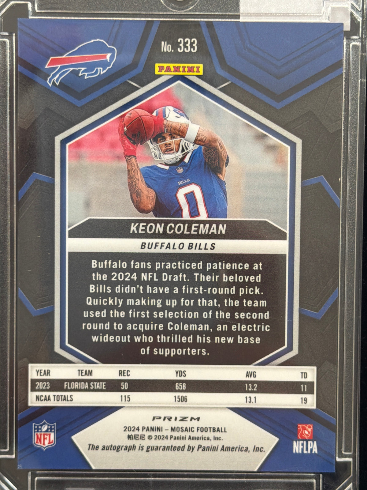 2024 Panini Mosaic Football Keon Coleman #333 RC