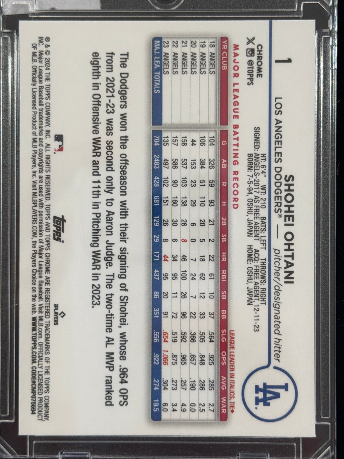 2024 Topps Chrome Shohei Ohtani #1 X-Fractor