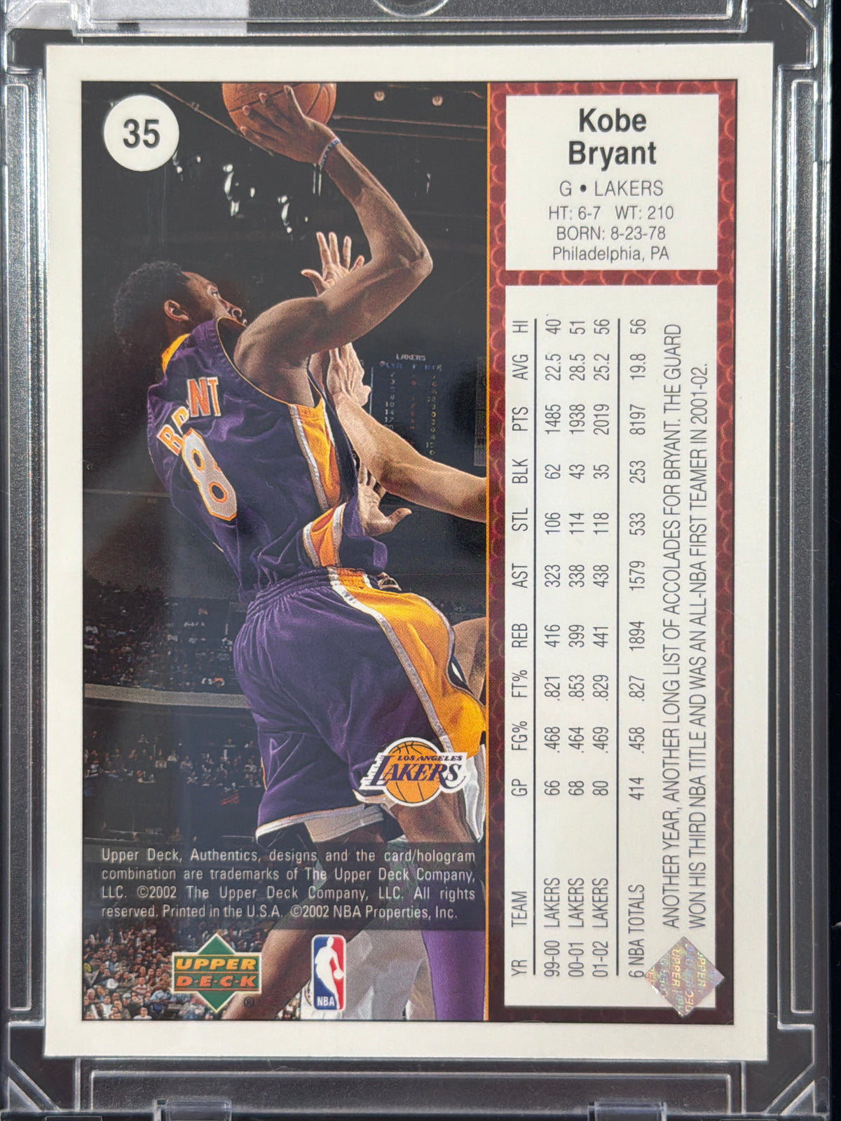 2002 Upper Deck Authentics Kobe Bryant #35