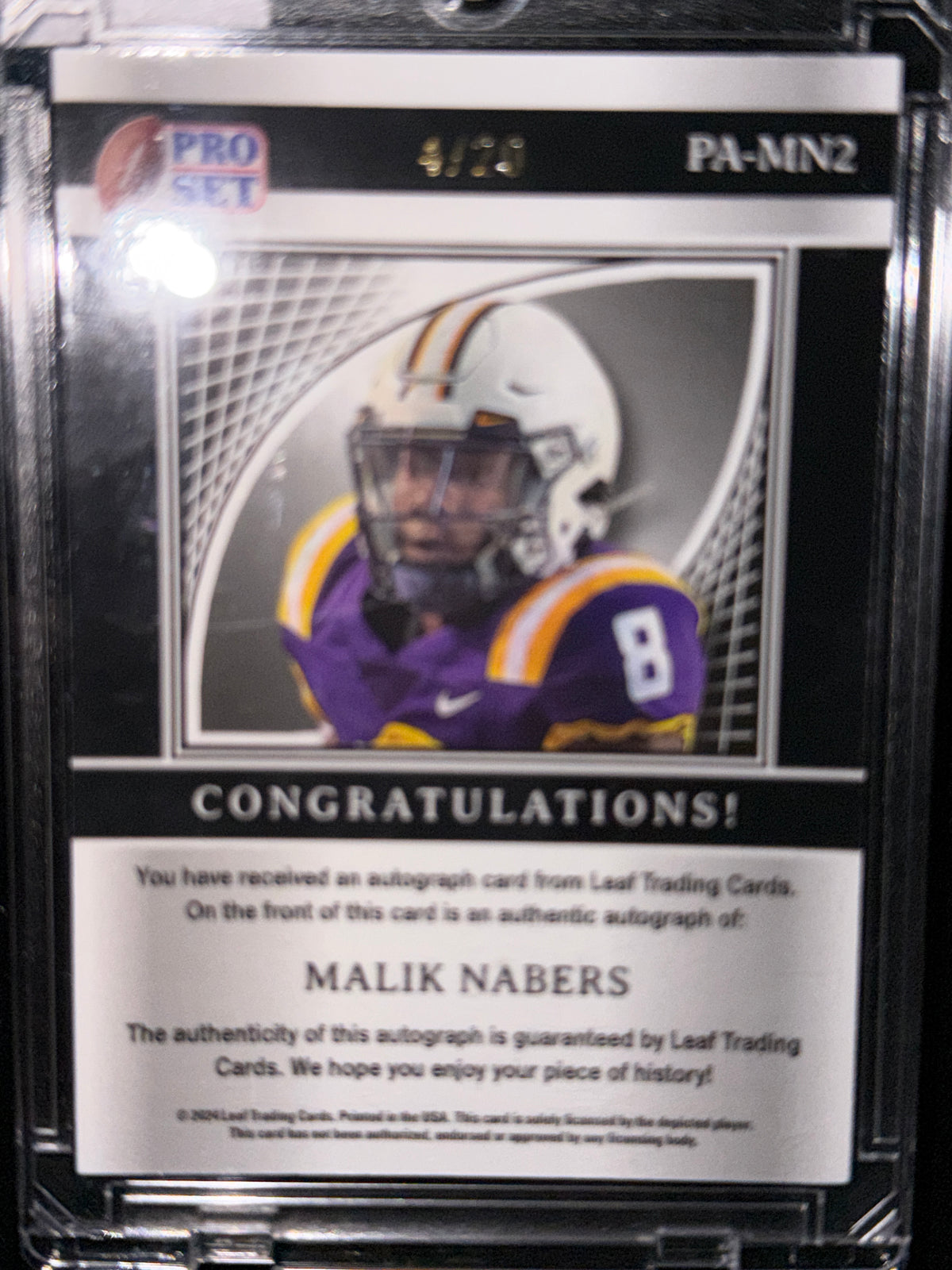2024 Pro Set Malik Nabers #PA-MN2 Blue /20 RC