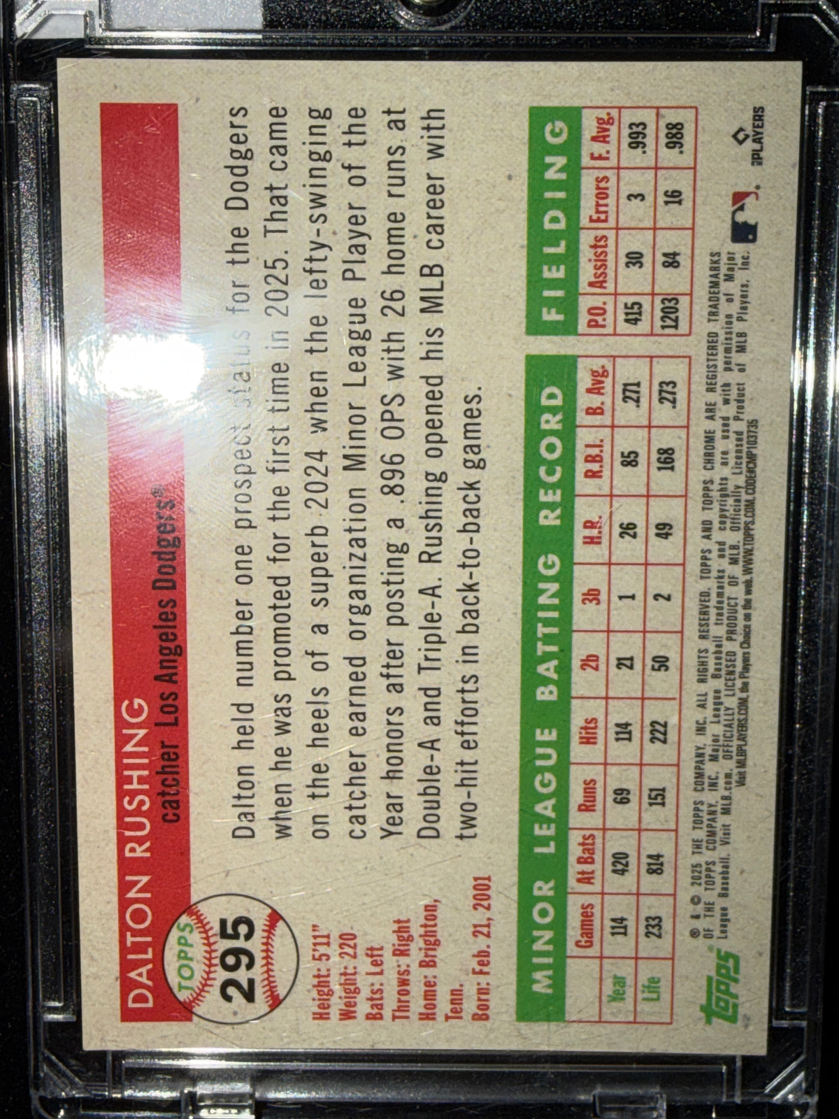 2025 Topps Chrome Dalton Rushing #295 Gold Wave Refractor /53 RC