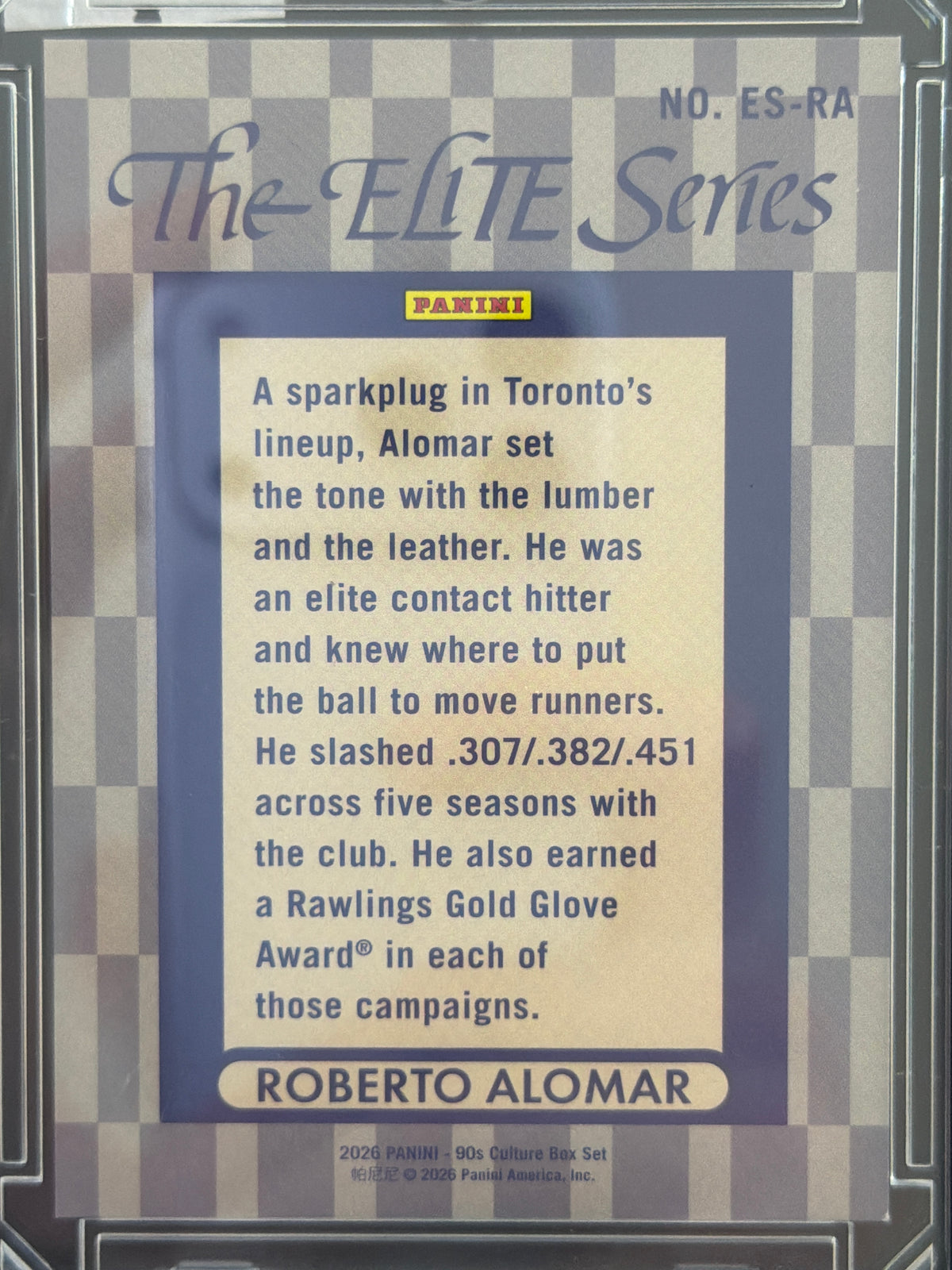 2026 Panini 90s Culture Box Set The Elite Series Roberto Alomar #ES-RA /10