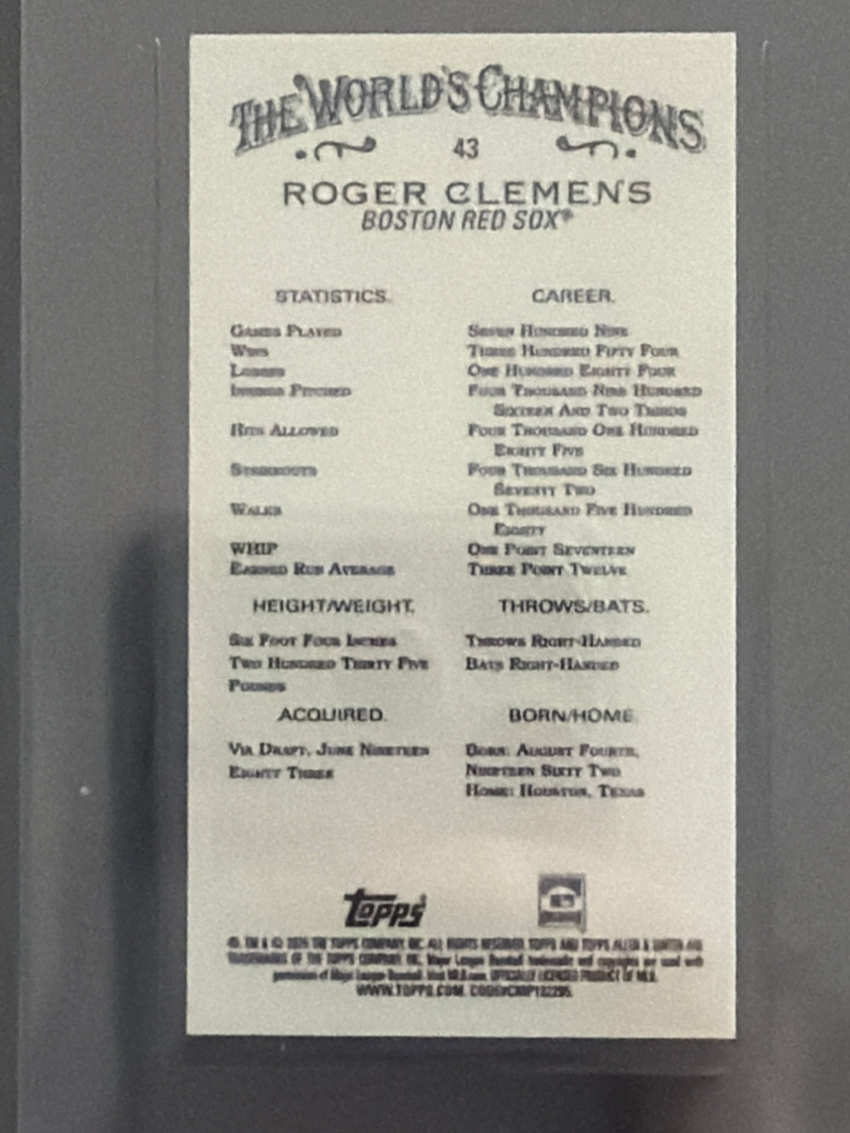 2023 Topps Allen & Ginter Roger Clemens #43 Gold Border Mini /50