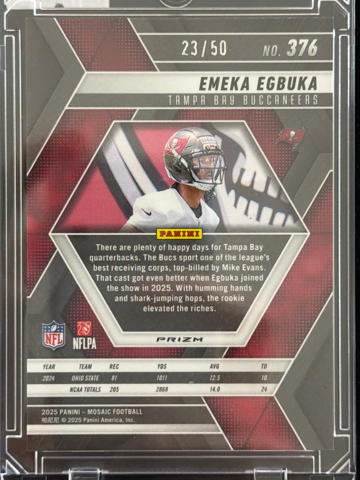 2025 Panini Mosaic Football Emeka Egbuka #376 Pink /50 RC