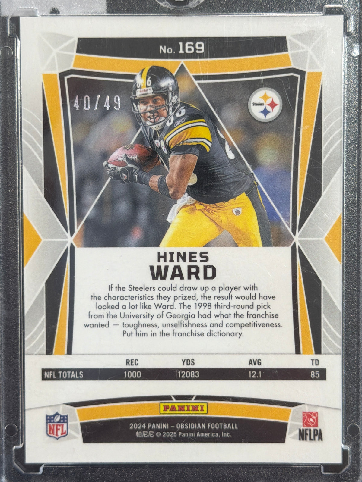 2025 Panini Obsidian Football Hines Ward #169 Red /49