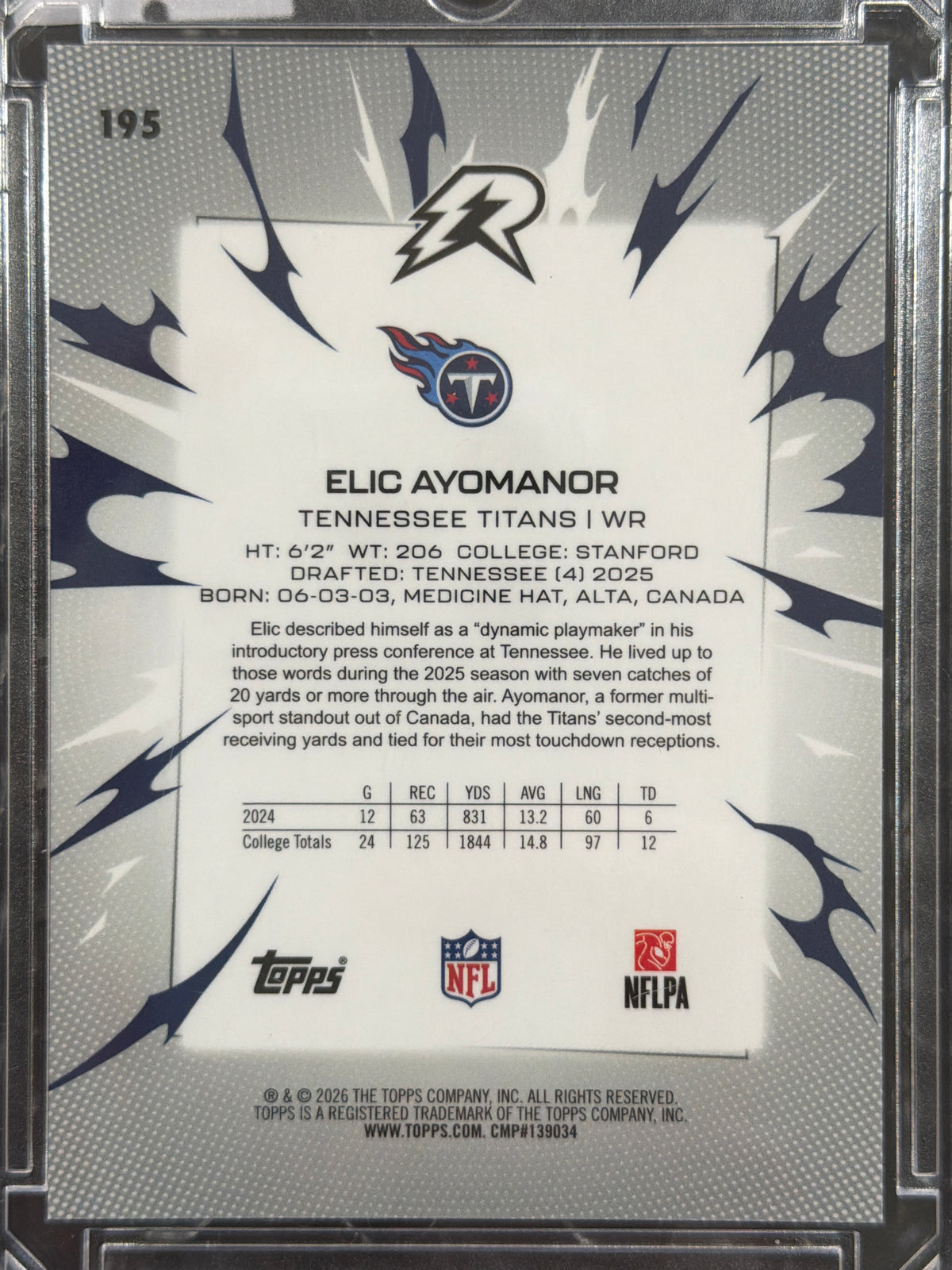 2026 Topps Rip Elic Ayomanor #195 Yellow /15 RC