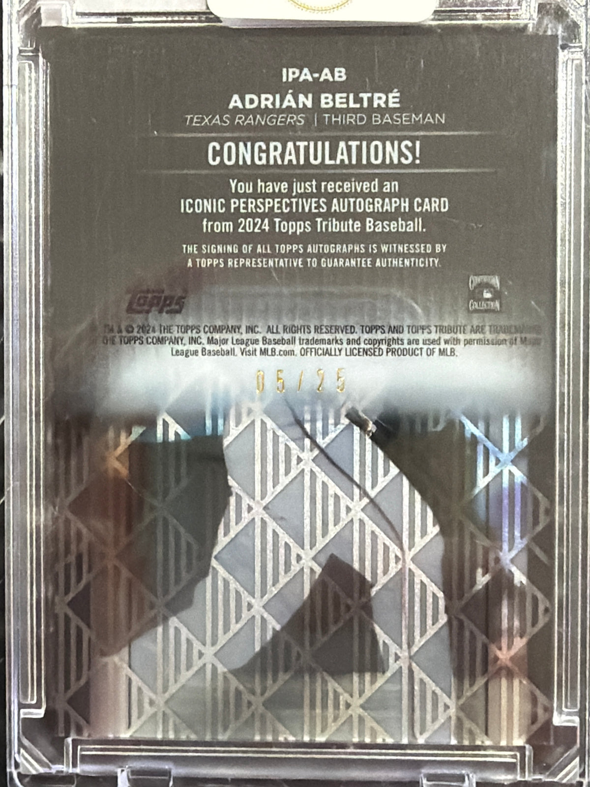 2024 Topps Tribute Adrian Beltre #IPA-AB /25