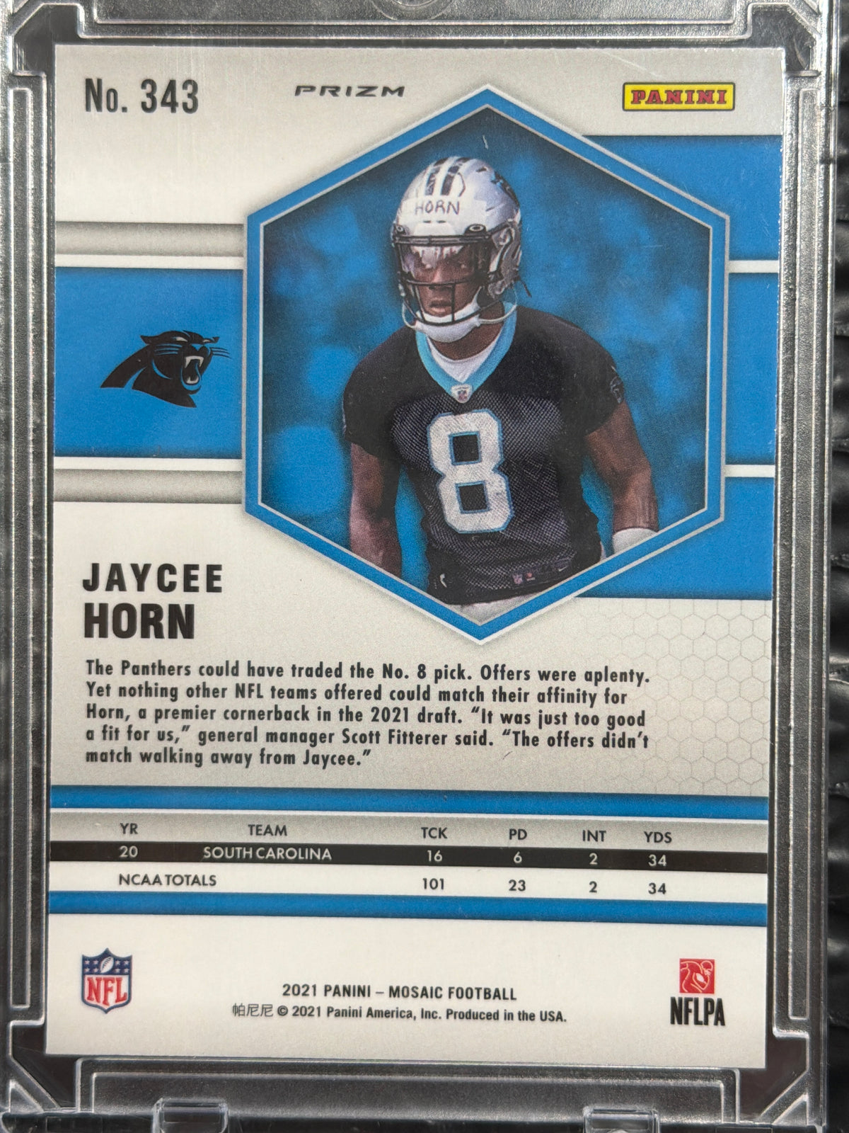 2021 Panini Mosaic Football Jaycee Horn #343 Genesis RC