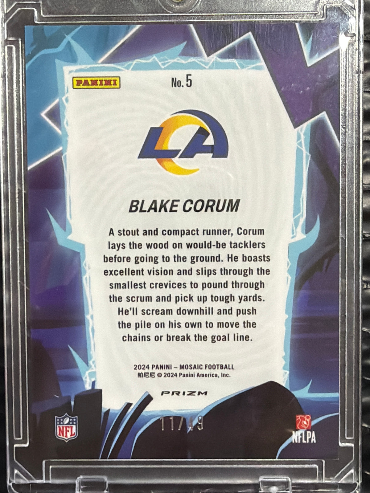 2024 Panini Mosaic Football Blake Corum #5 Pink Fluorescent /19 RC
