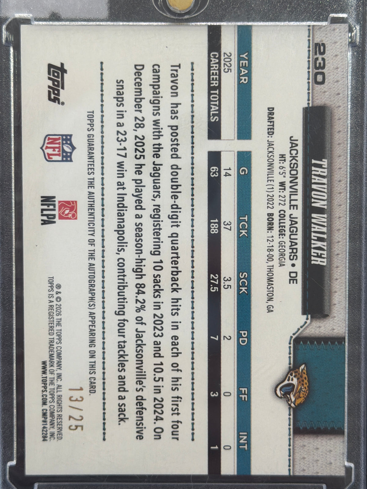 2026 Topps Travon Walker #230 Orange /25