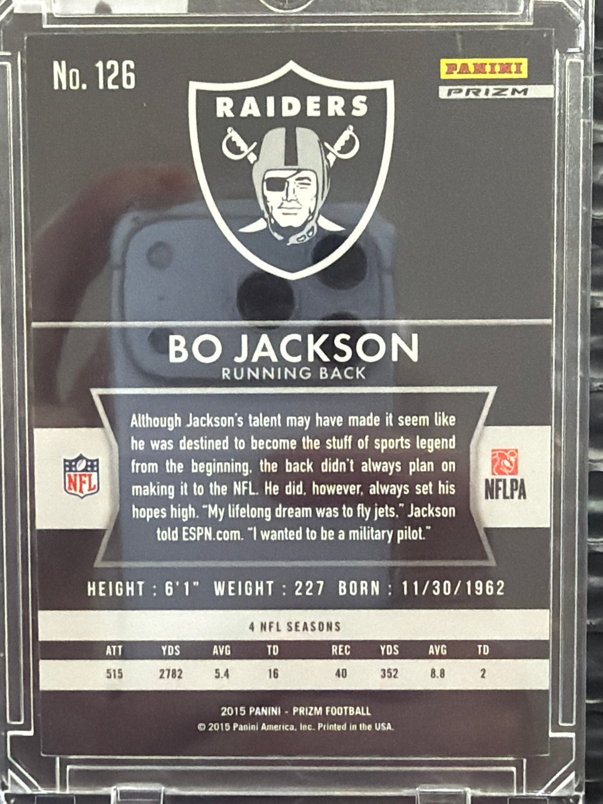 2015 Panini Prizm Football Bo Jackson #126 Blue