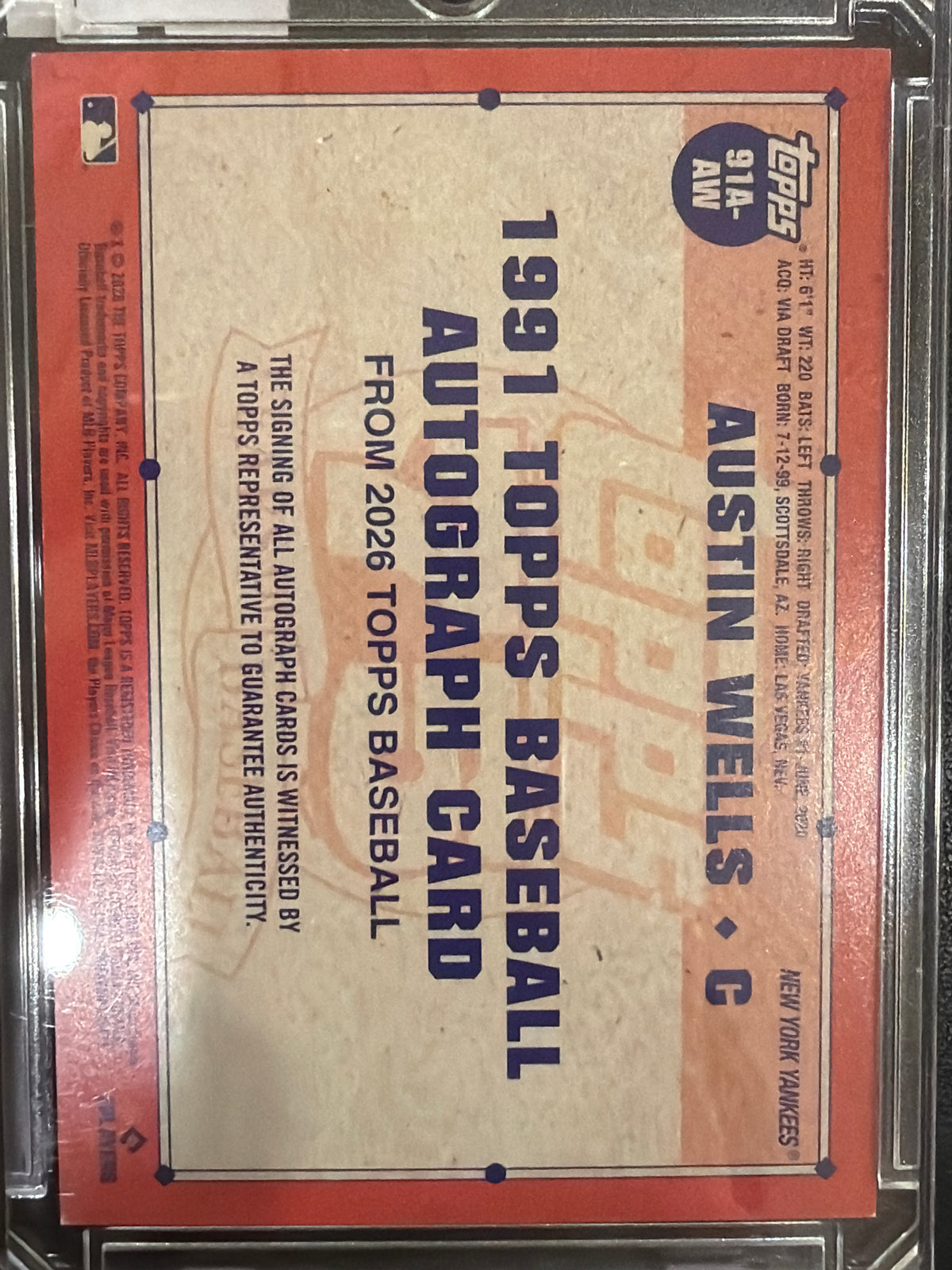 2026 Topps Baseball Austin Wells #91A-AW Orange /25