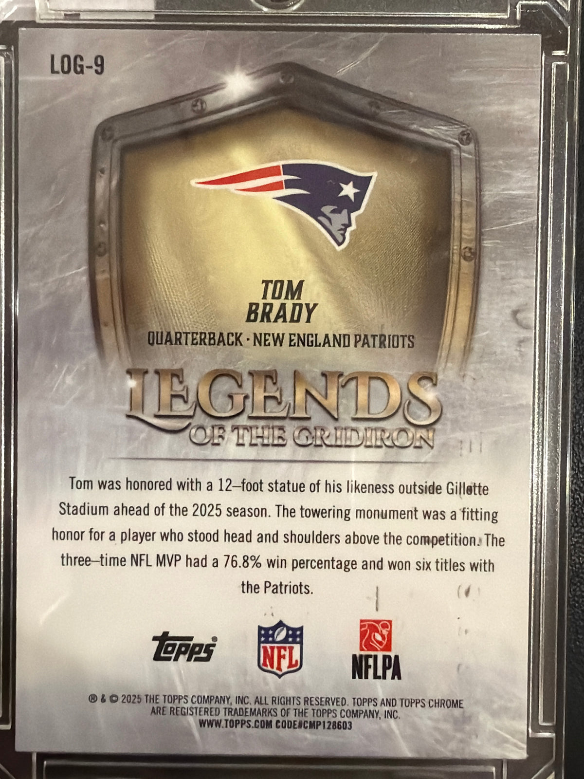 2025 Topps Chrome Tom Brady #LOG-9 /199