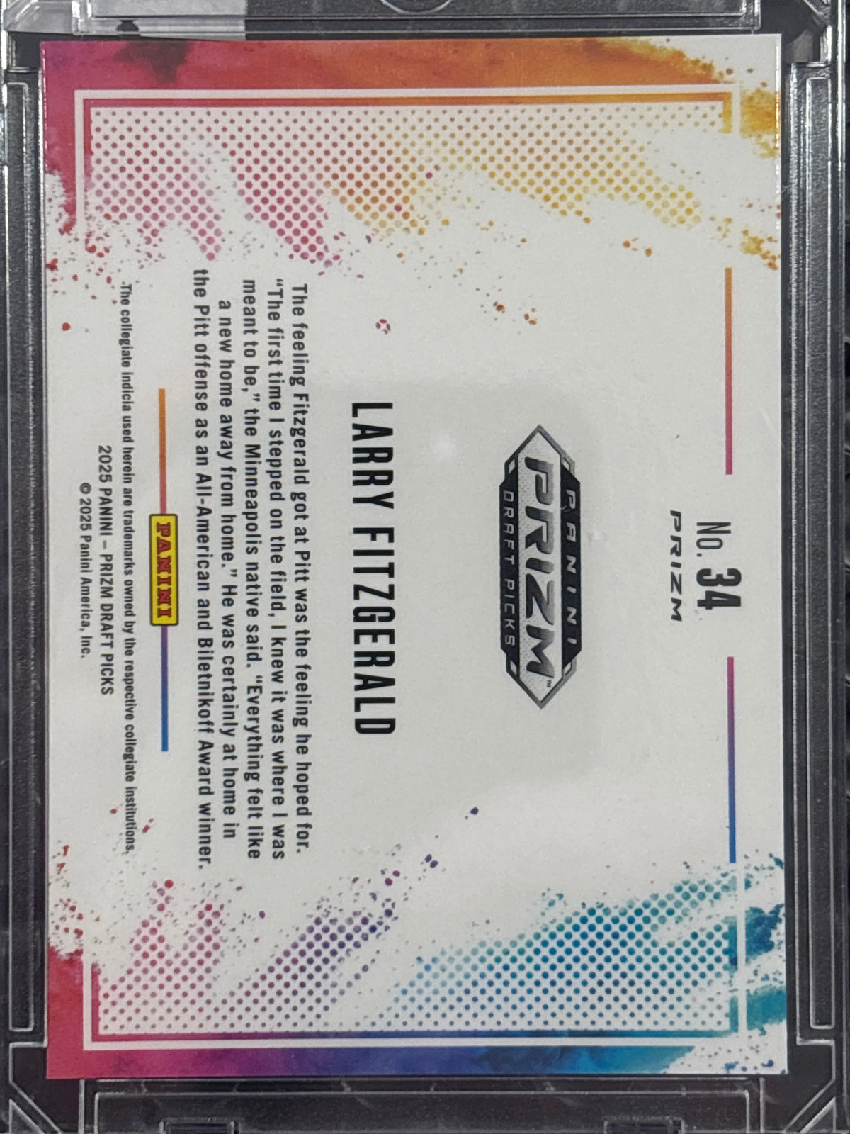 2025 Panini Prizm Draft Picks Larry Fitzgerald #34 Color Blast