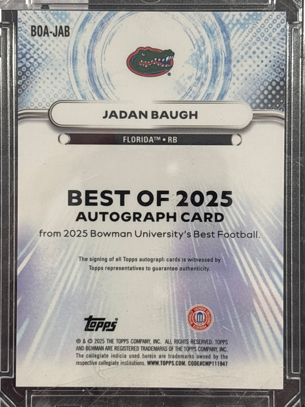 2025 Bowman University's Best Football Jadan Baugh #BOA-JAB