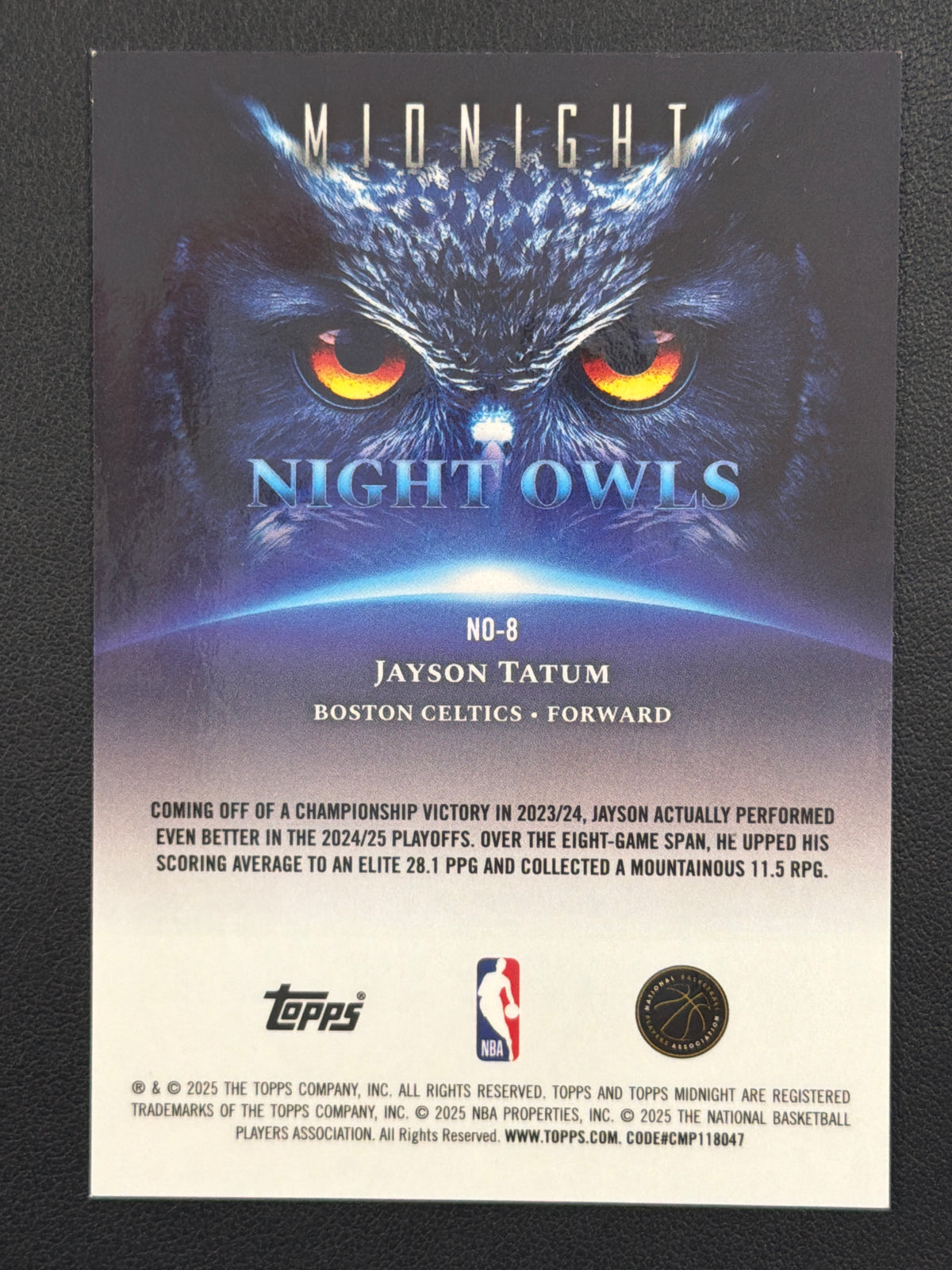 2025 Topps Midnight Jayson Tatum #NO-8 /5