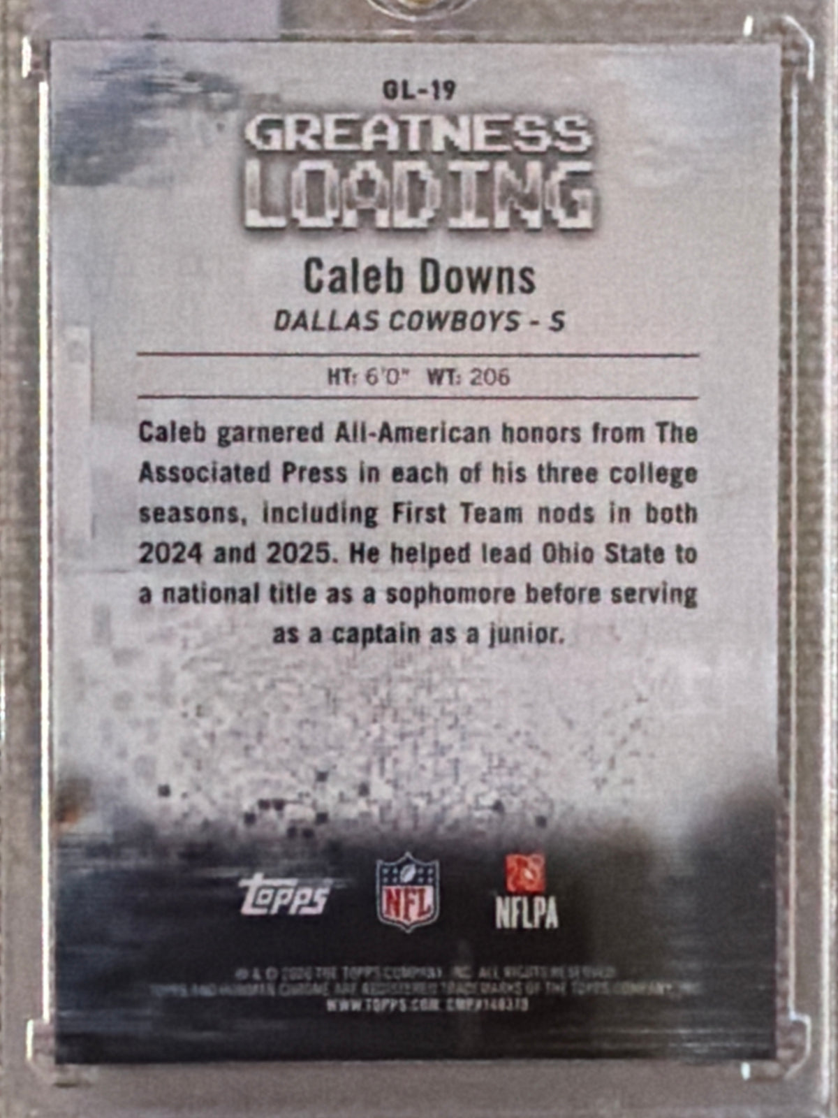 2026 Bowman Chrome Caleb Downs #GL-19 Gold Refractor /50 RC