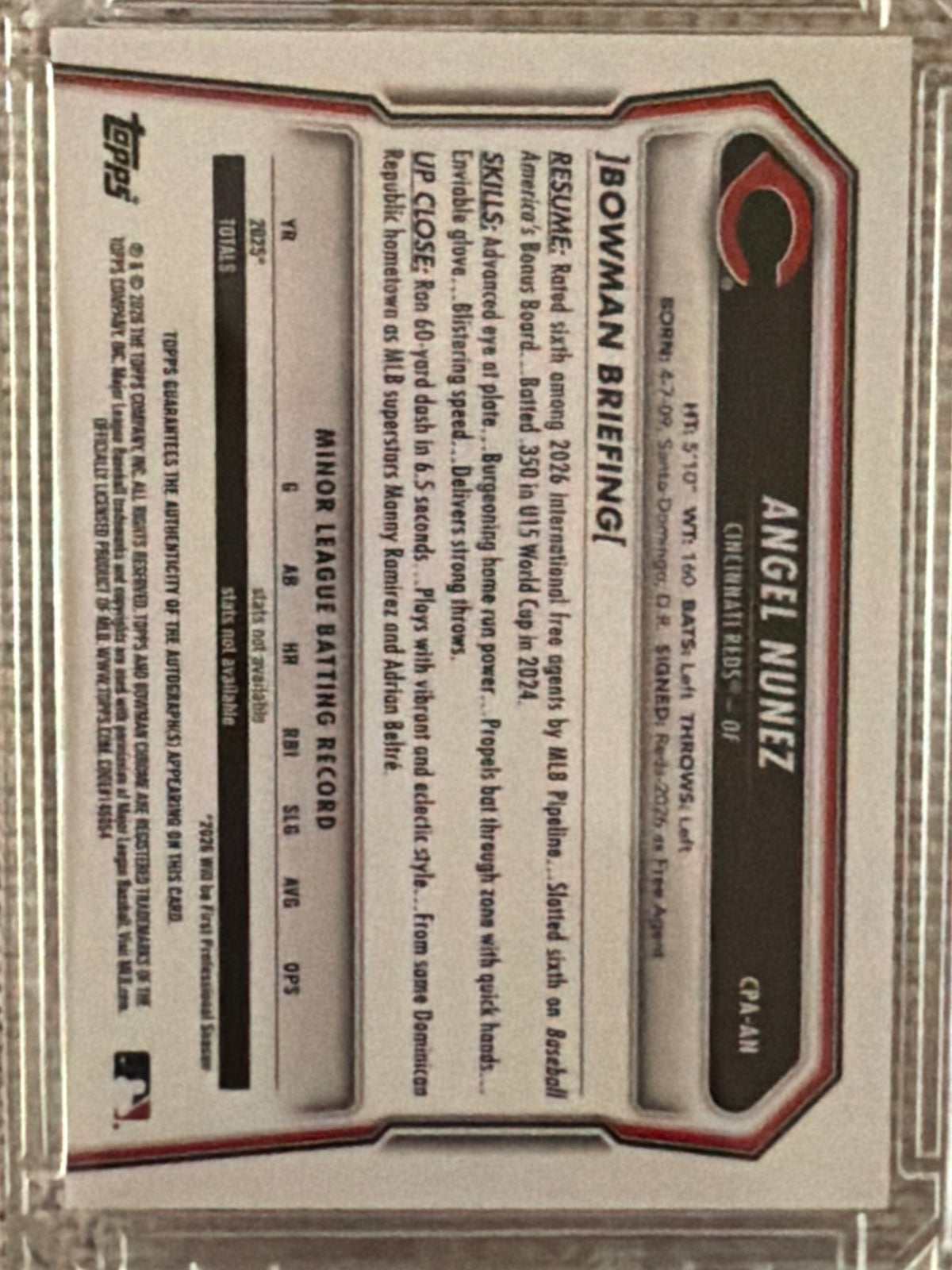 2026 Bowman Chrome Angel Nunez #CPA-AN