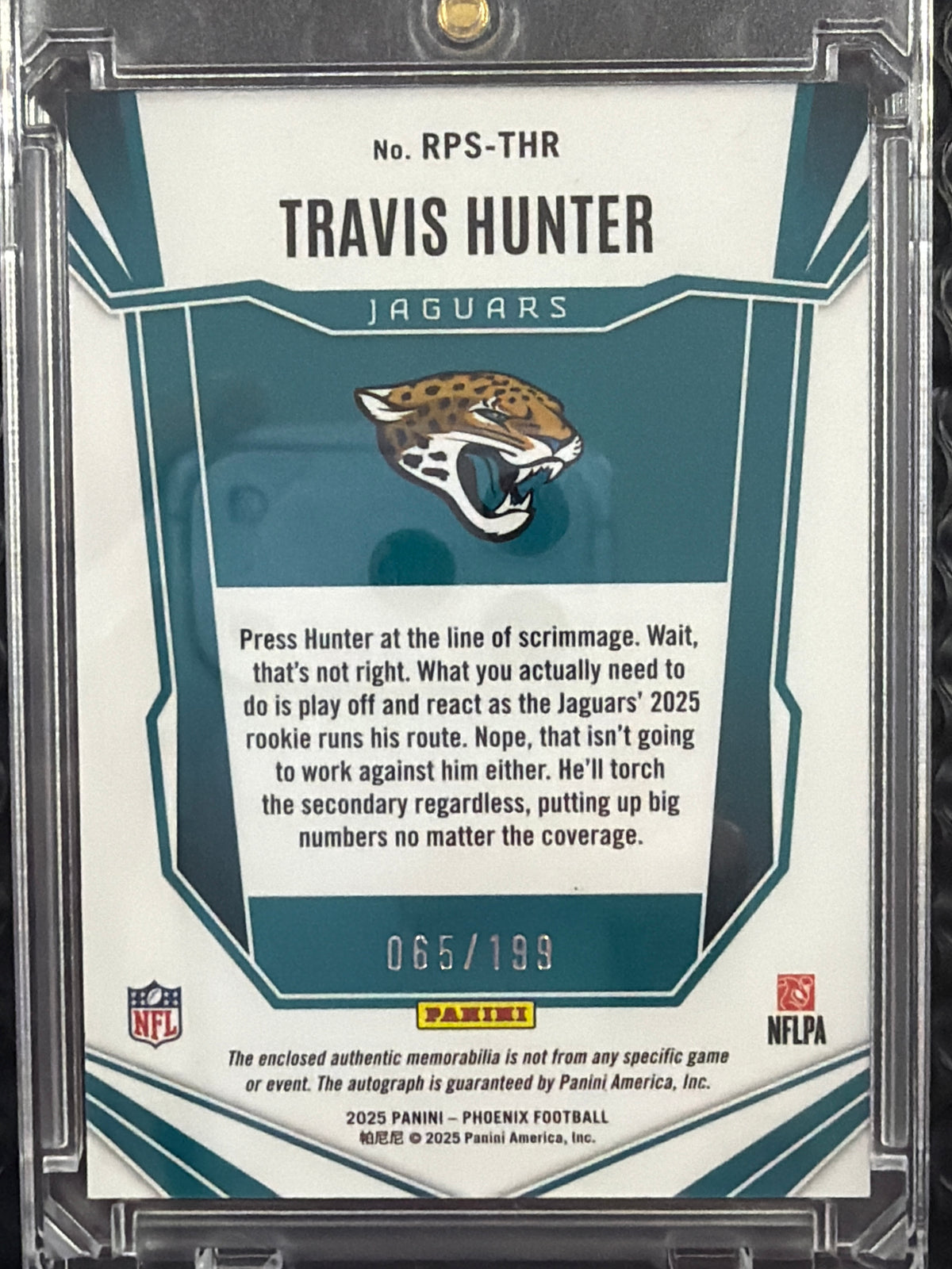 2025 Panini Phoenix Football Travis Hunter #RPS-THR /199 RC