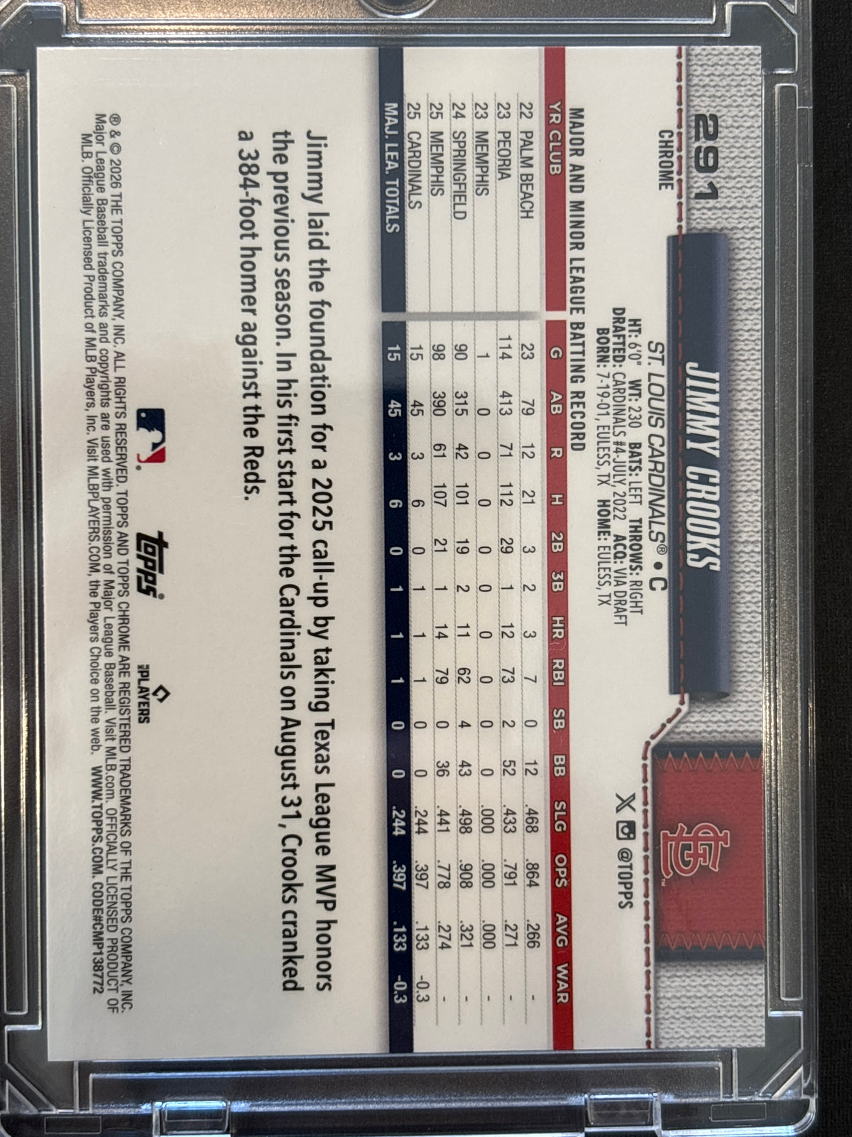 2026 Topps Chrome Jimmy Crooks #291 RC
