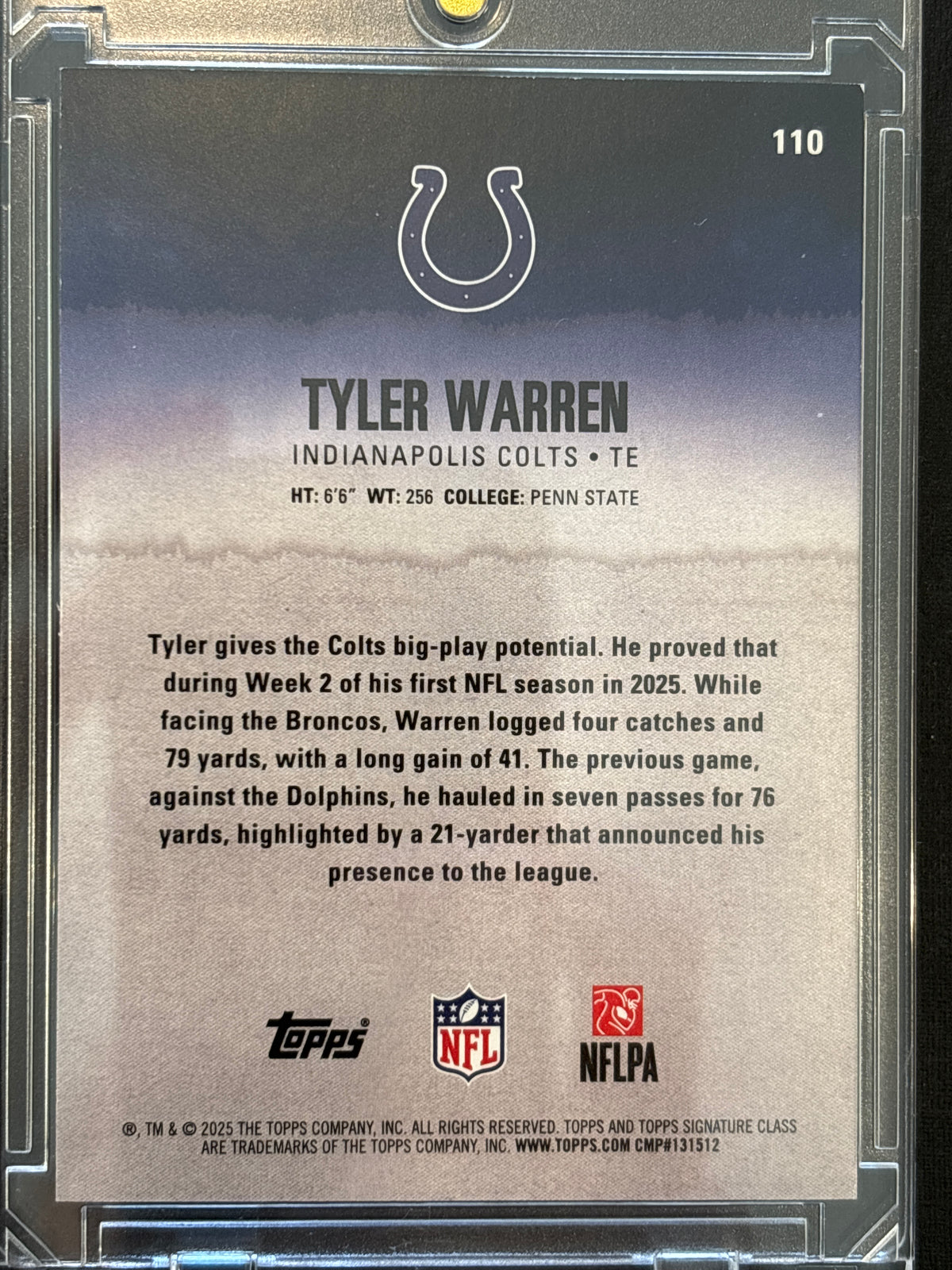 2025 Topps Signature Class Tyler Warren #110 /35 RC