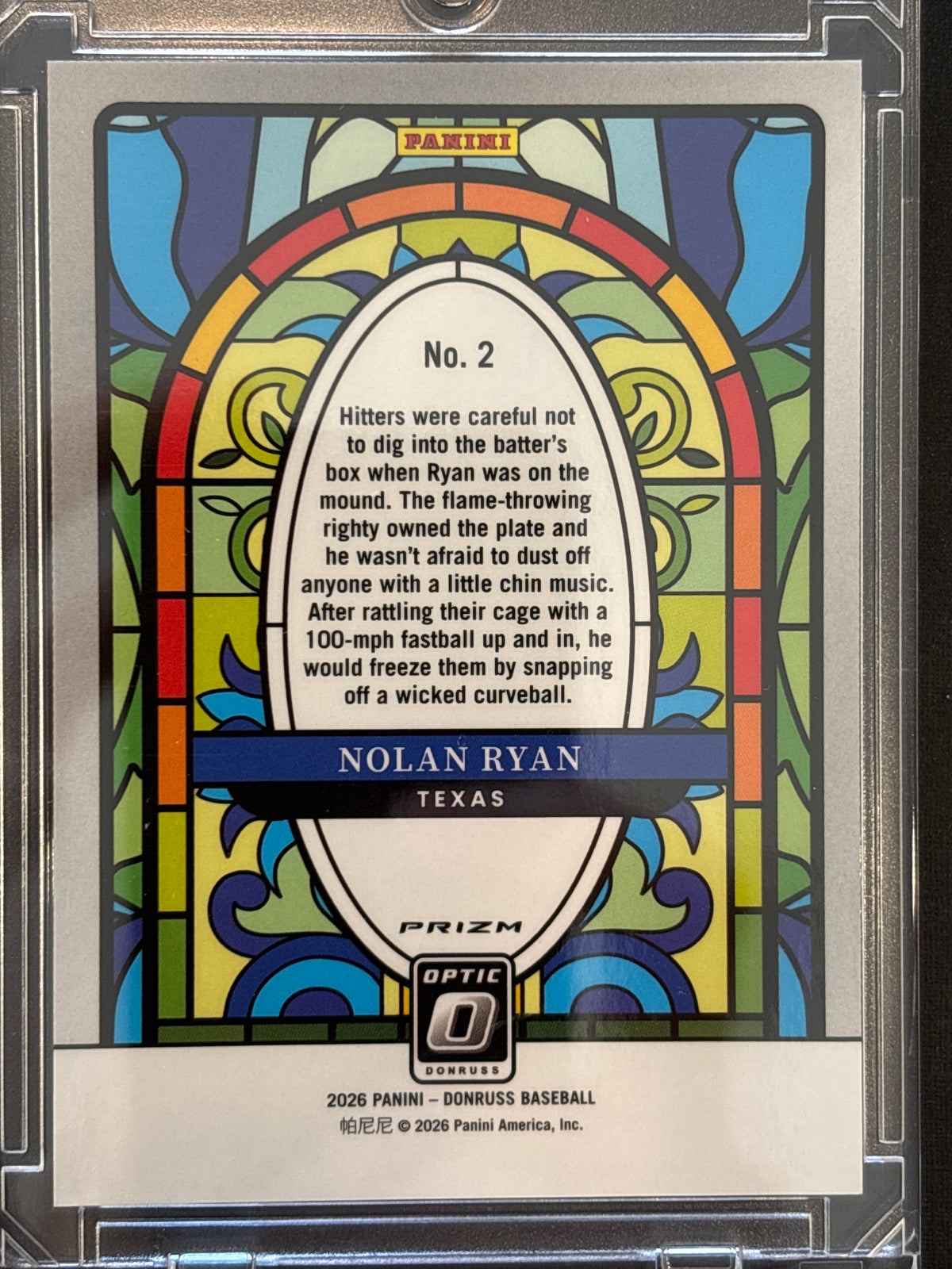 2026 Panini Donruss Optic Nolan Ryan #2 Stained Glass Short Print Insert