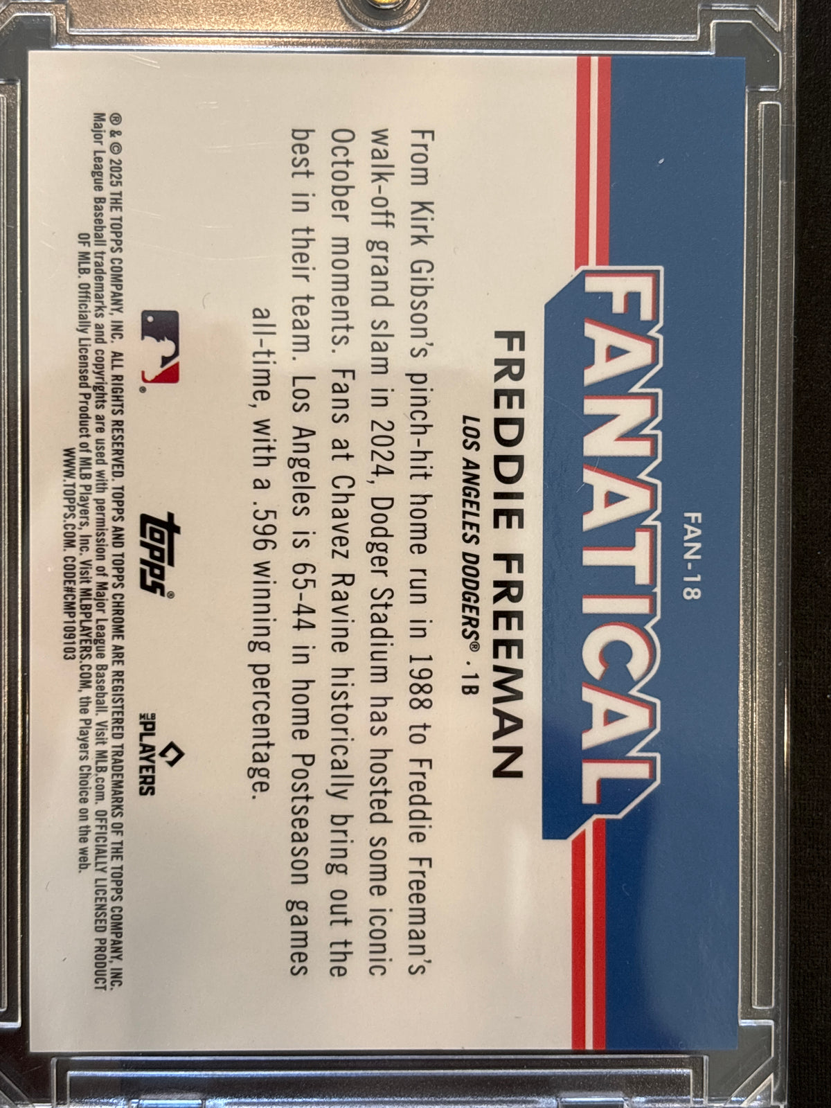 2025 Topps Chrome Freddie Freeman #FAN-18