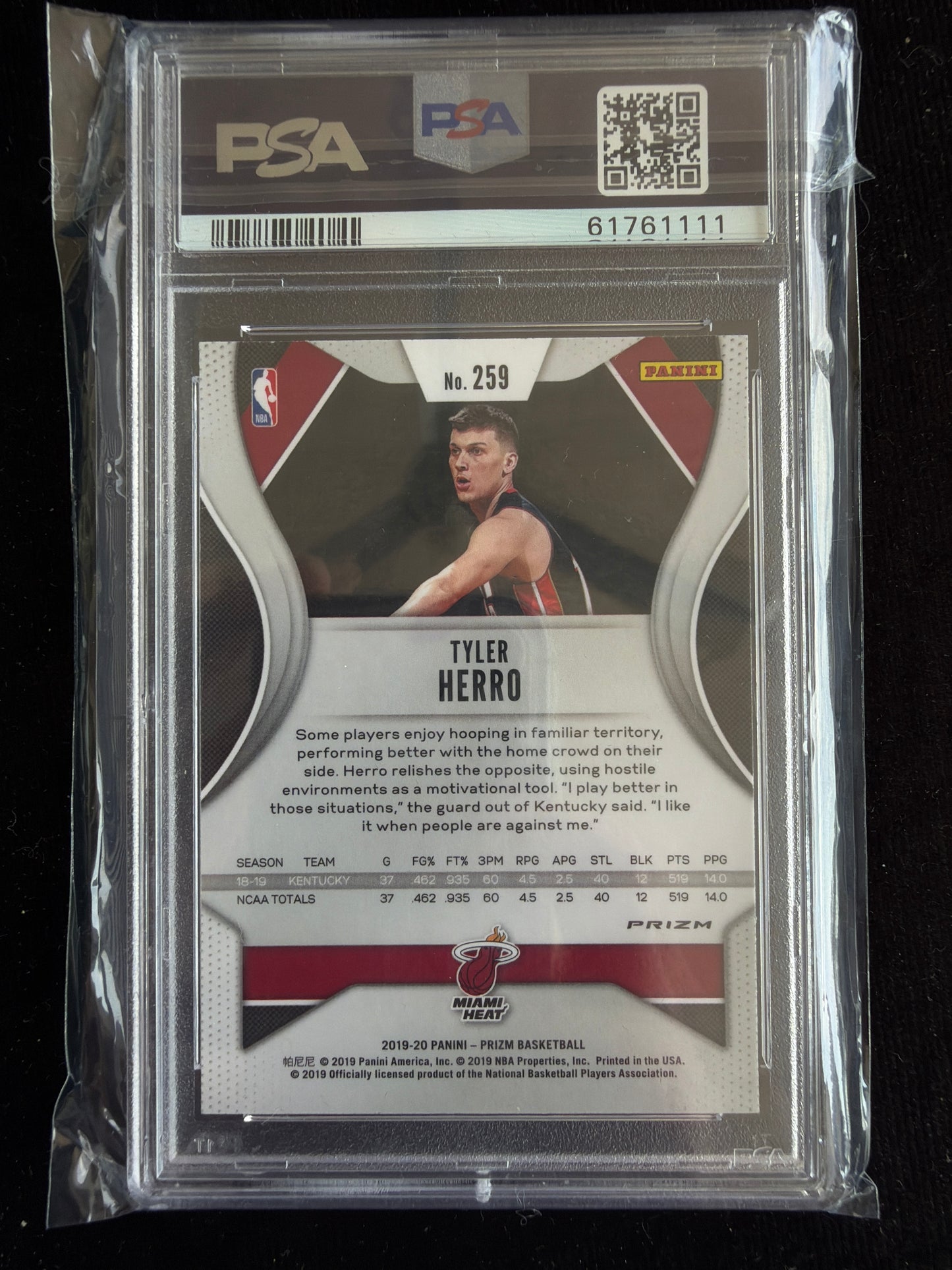 2019 Panini Prizm Tyler Herro #259 Green PSA 9