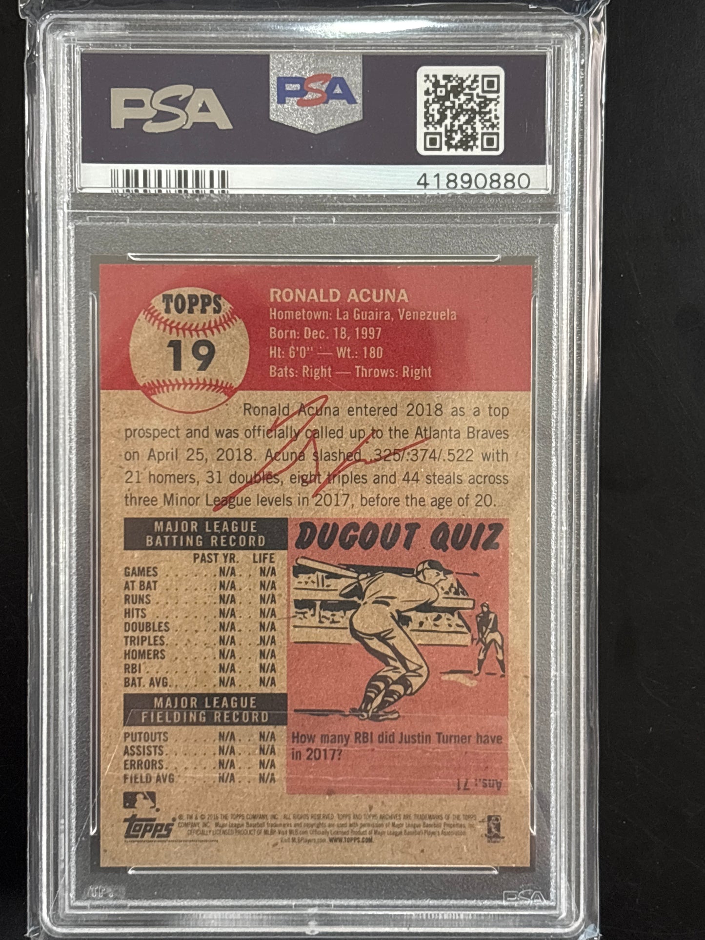 2018 Topps Living Ronald Acuna #19 PSA 10